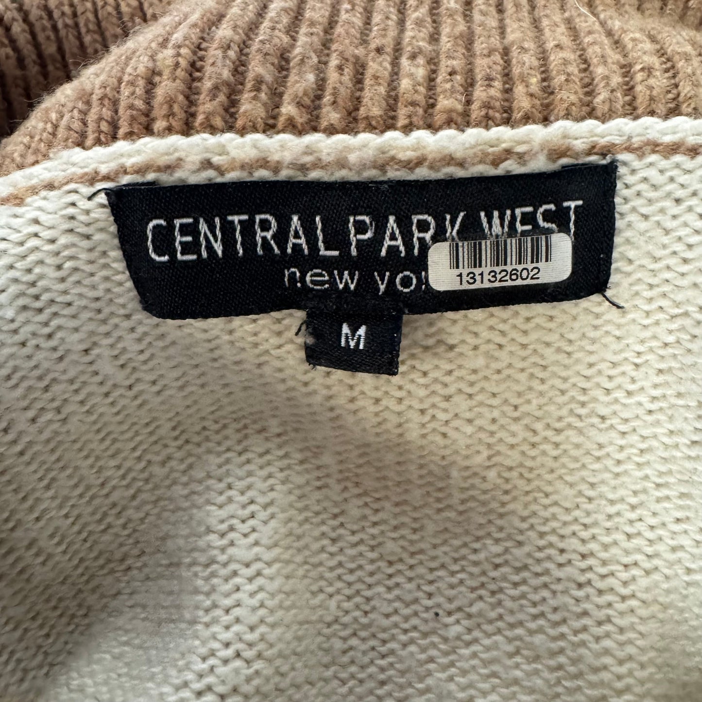 Cutout Wool BlendTurtleneck Sweater By Central Park West In Cream & Tan, Size: M