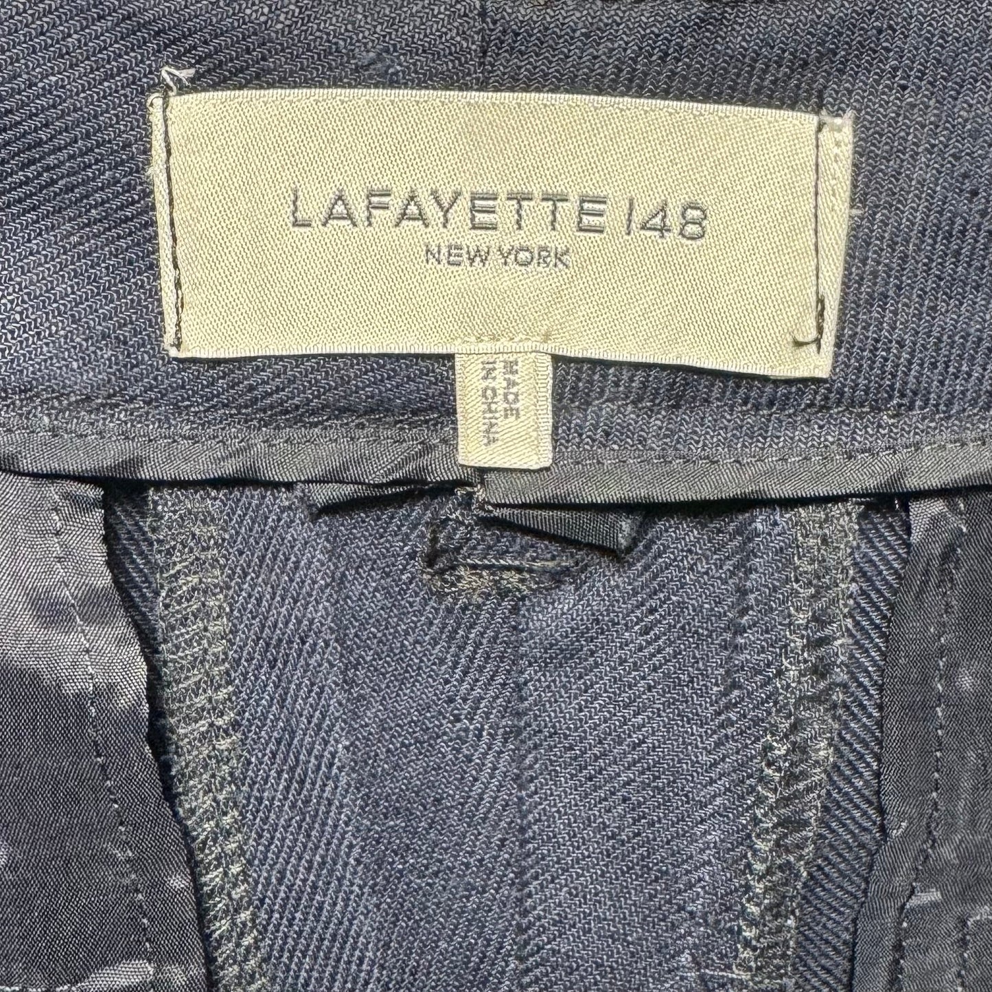 100% Linen Pants Designer By Lafayette 148 In Navy, Size: 14