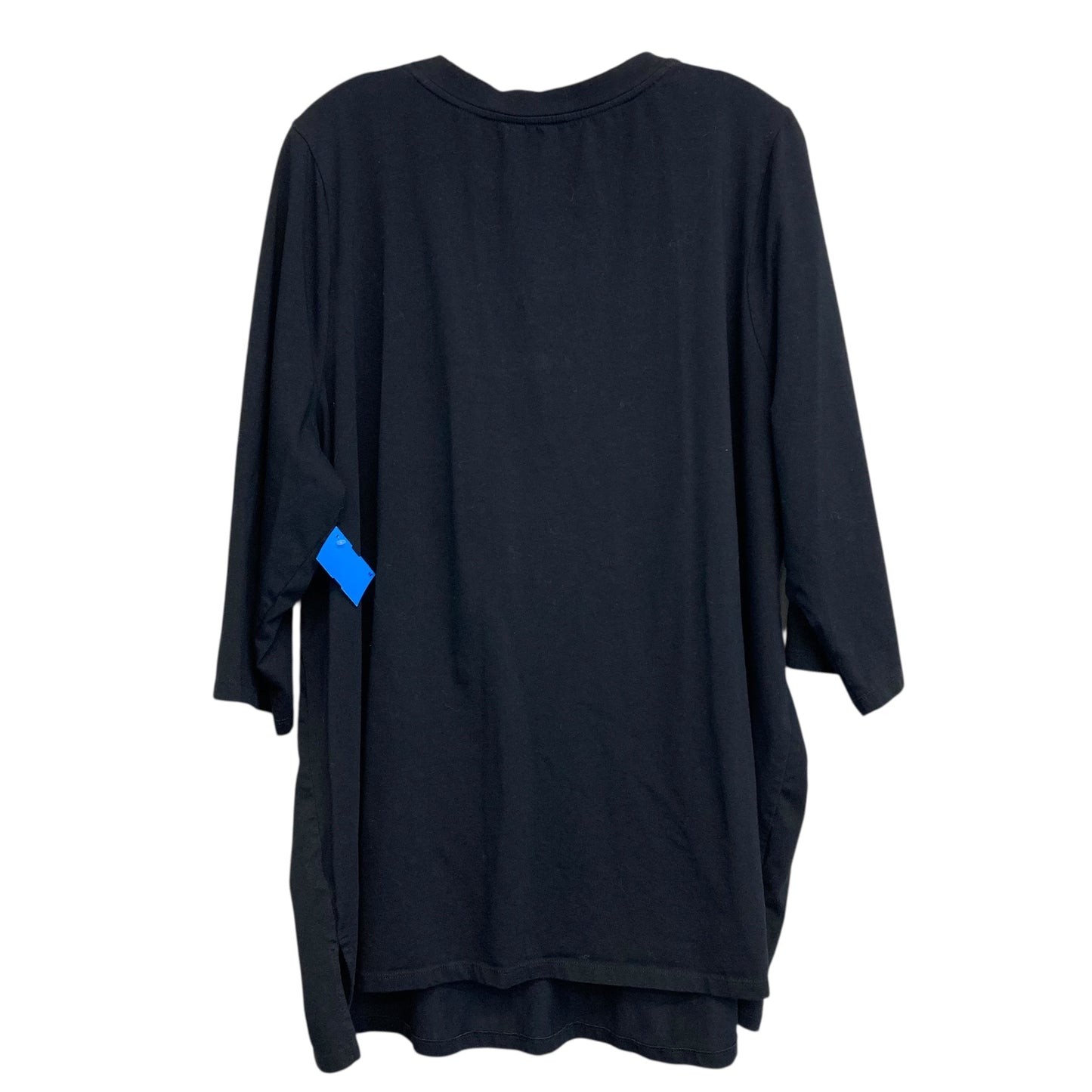 Top 3/4 Sleeve Basic By Catherines In Black, Size:2X