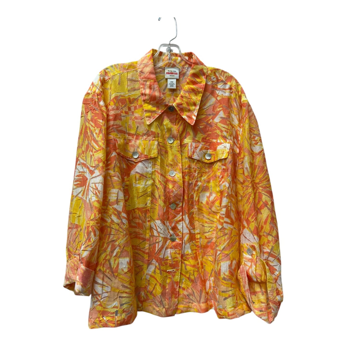 Top Ls By Ruby Rd In Orange & Yellow, Size:3X