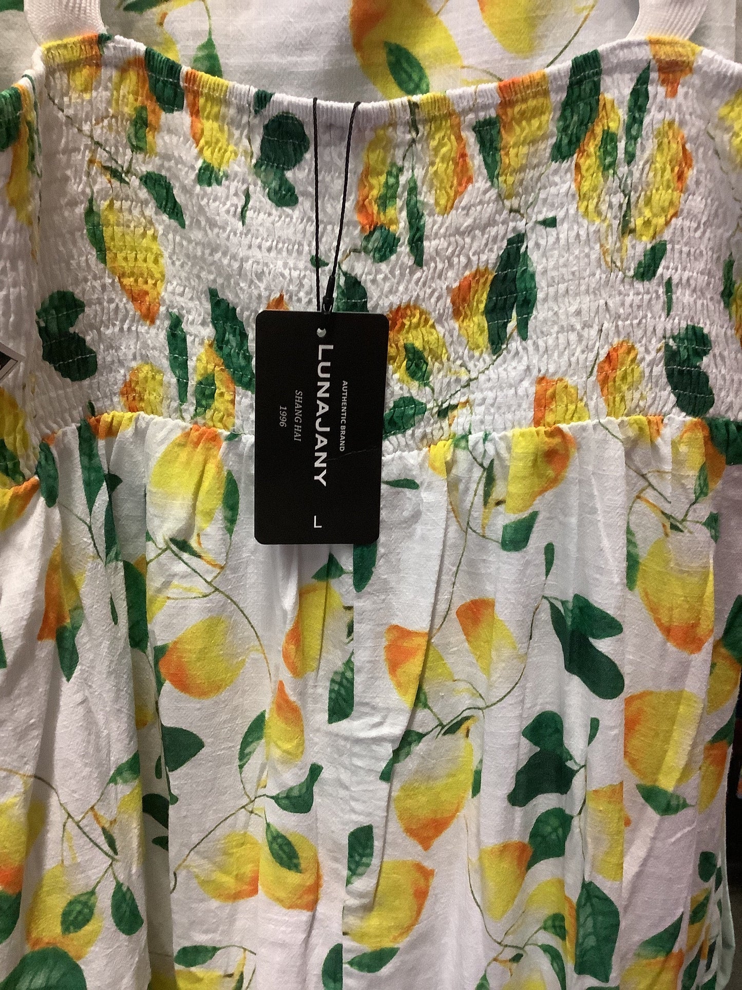 Dress Casual Maxi By Cmc In White & Yellow, Size: L