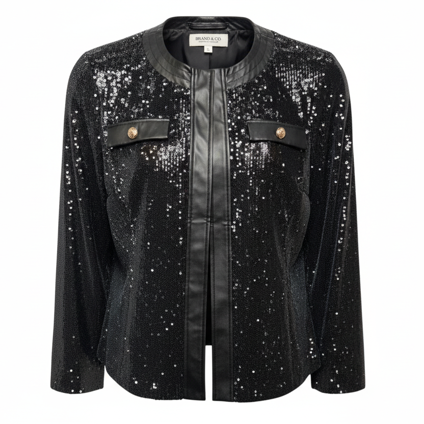 Tailored Fit Sequin Jacket Other By Ming Wang In Black, Size: M