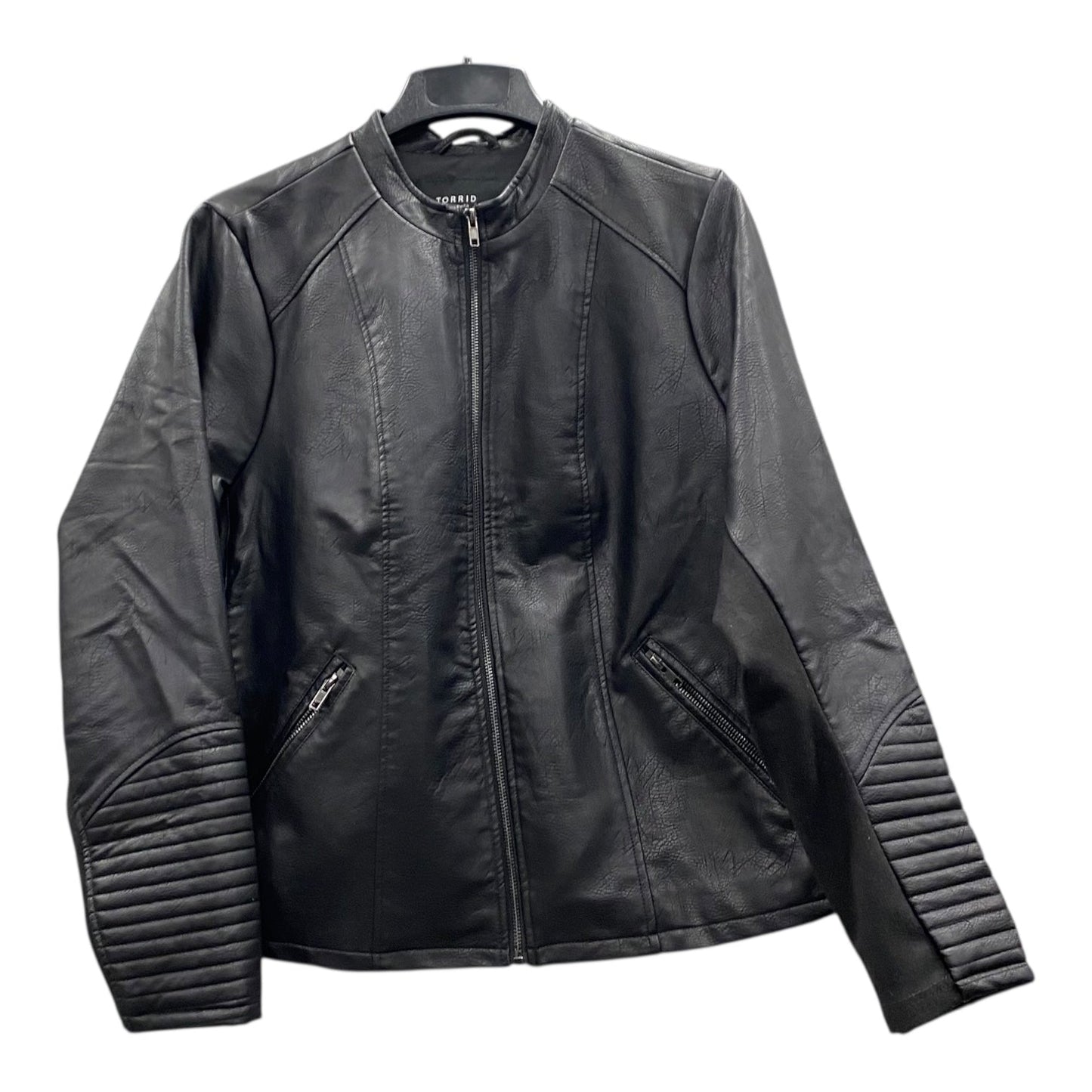 Jacket Moto Leather By Torrid In Black, Size:2X