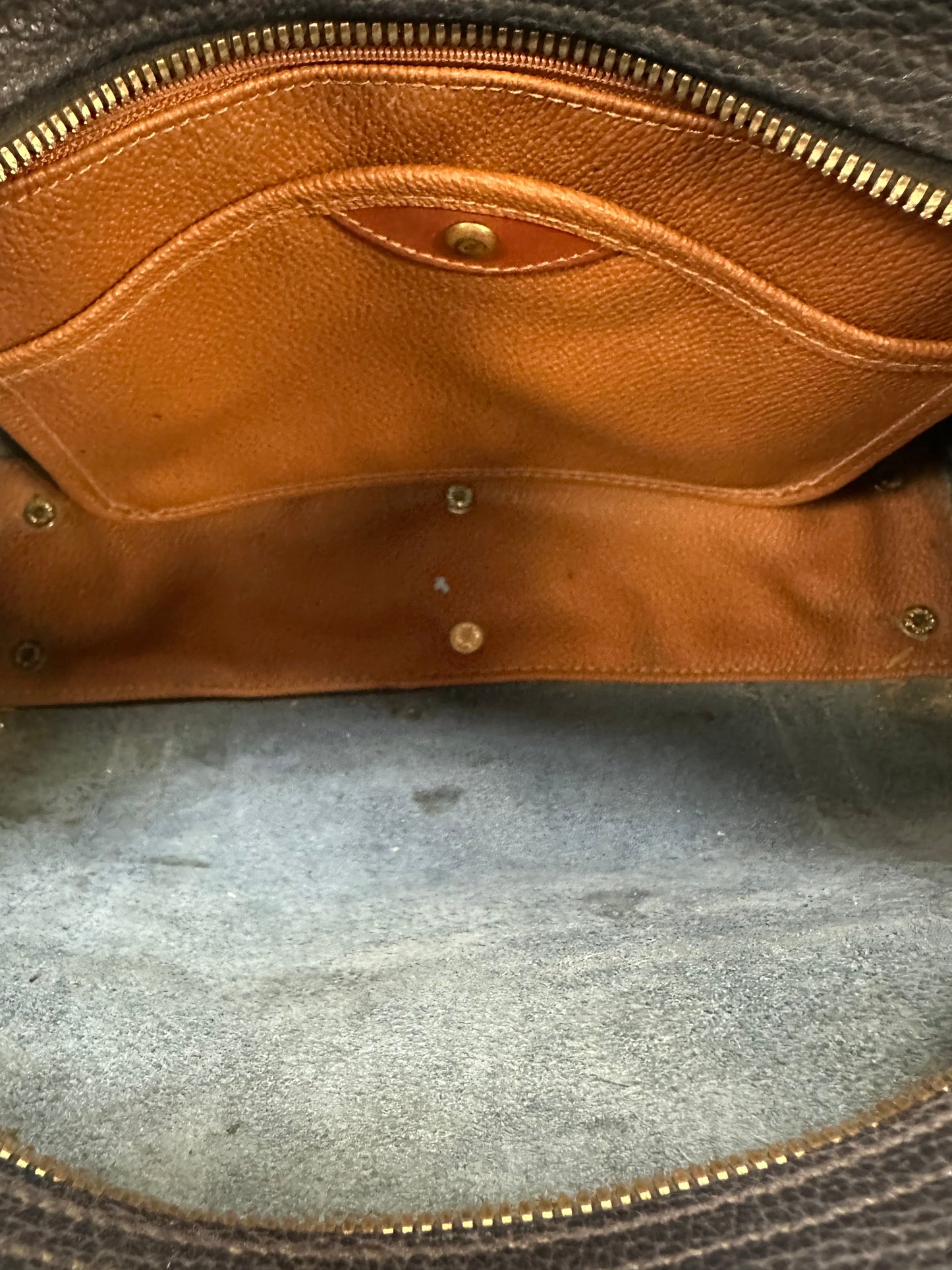 Handbag Designer By Dooney And Bourke In Blue & Tan, Size:Medium
