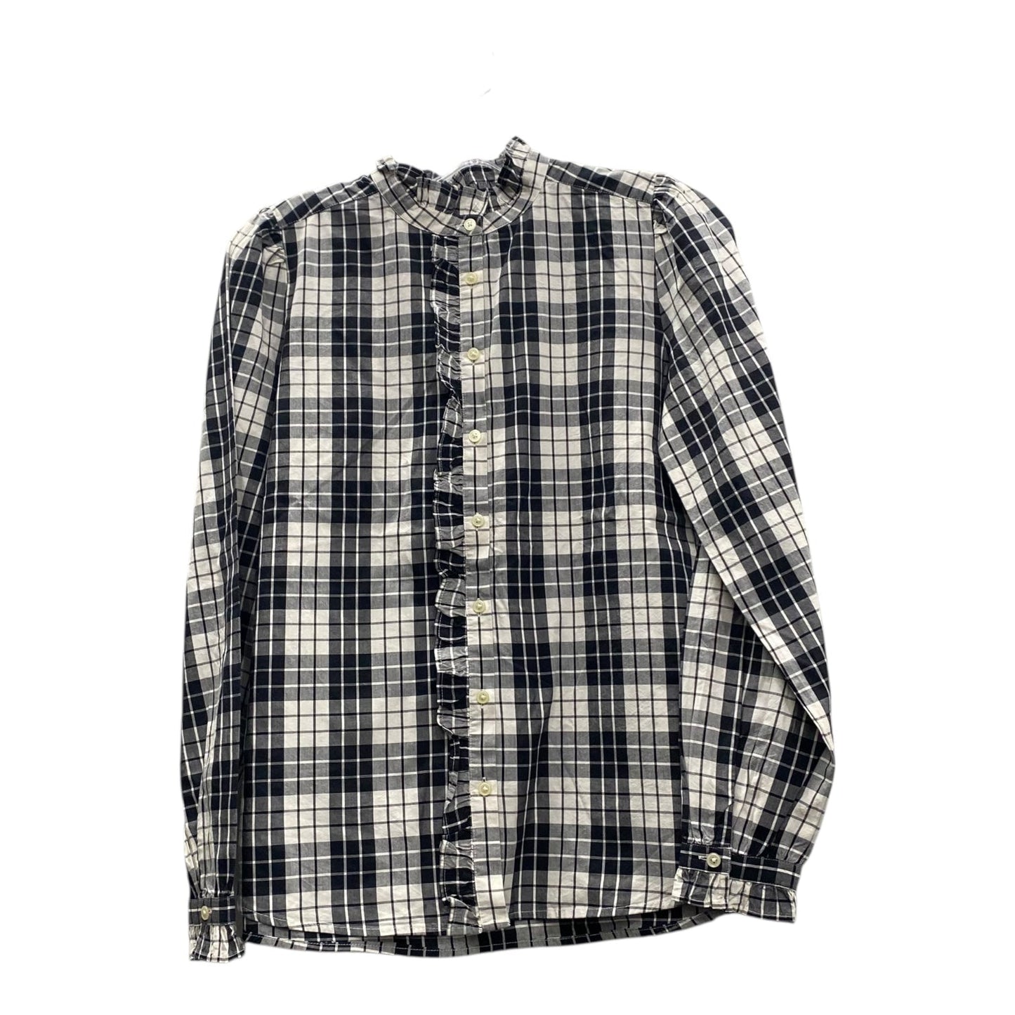 Blouse Ls By Loft In Black & White, Size:Xs