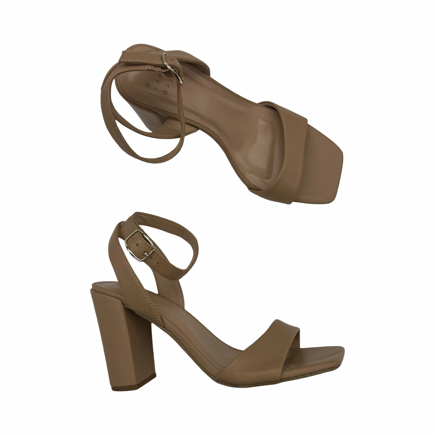 Sandals Heels Block By A New Day In Tan, Size:7.5
