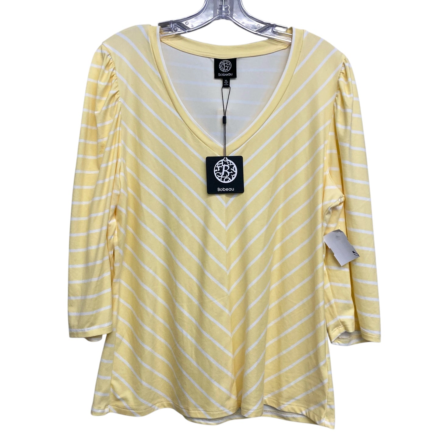 Top Ls By Bobeau In White & Yellow, Size:Xl