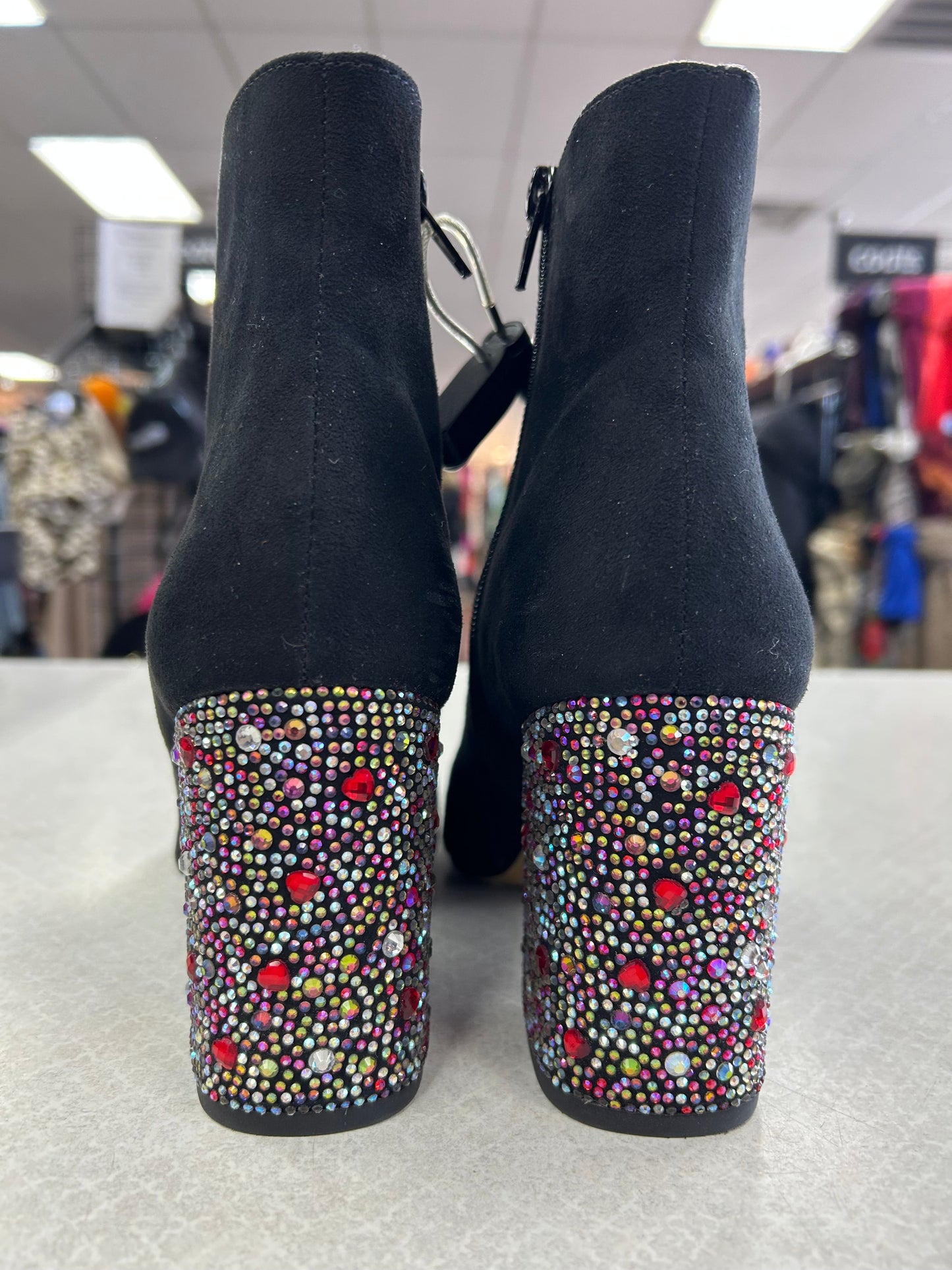 Boots Ankle Heels By Betsey Johnson In Black, Size:7.5