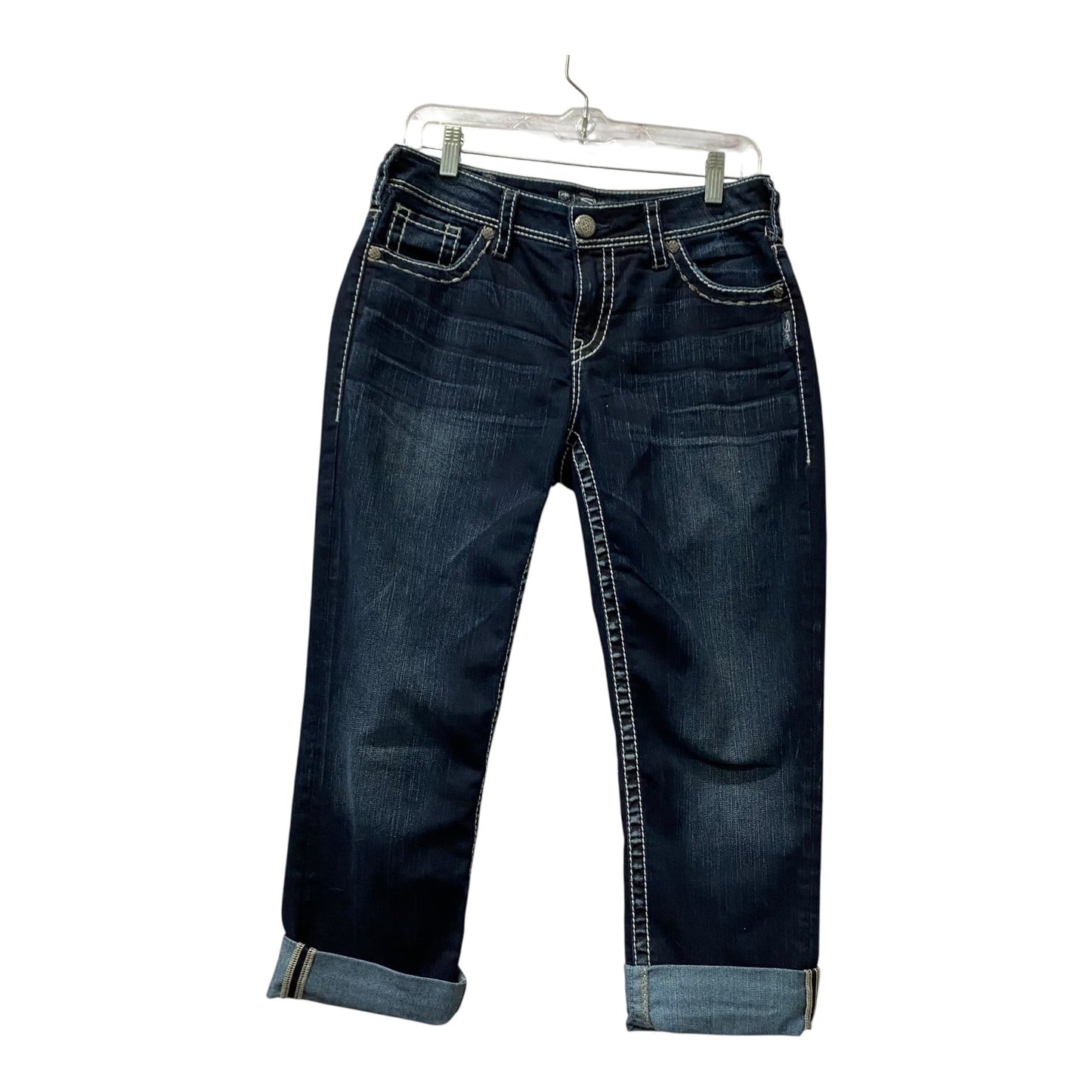 Jeans Cropped By Silver In Blue Denim, Size:10