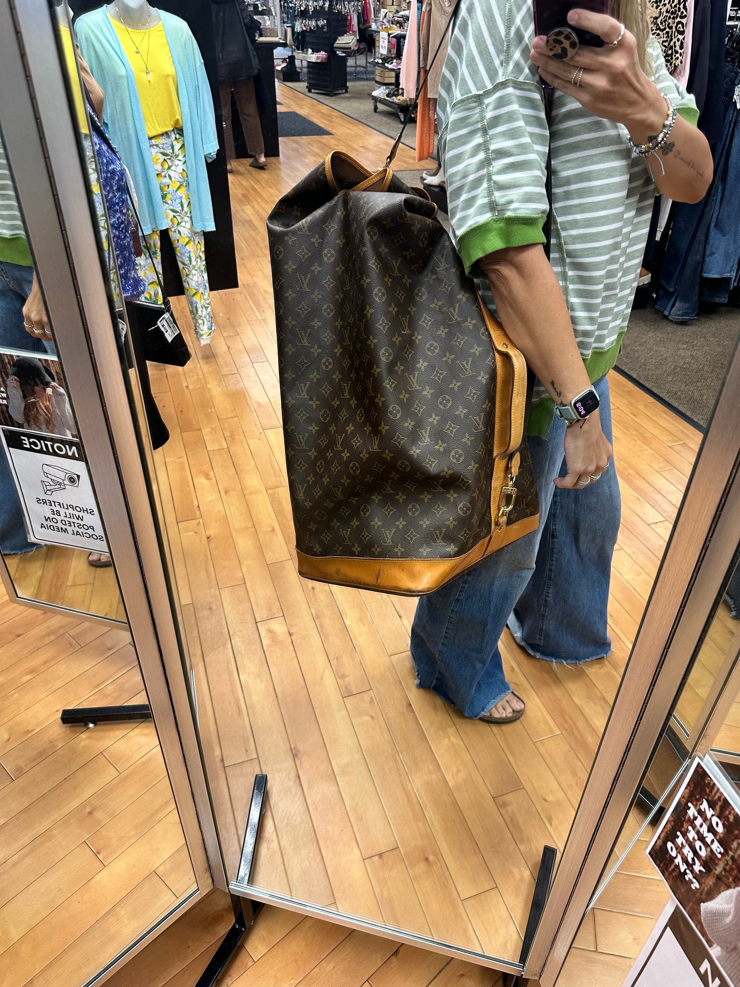 Reduced/final sale Sac Marin Bandoulière bag Luggage Luxury Designer By Louis Vuitton, Size: Large