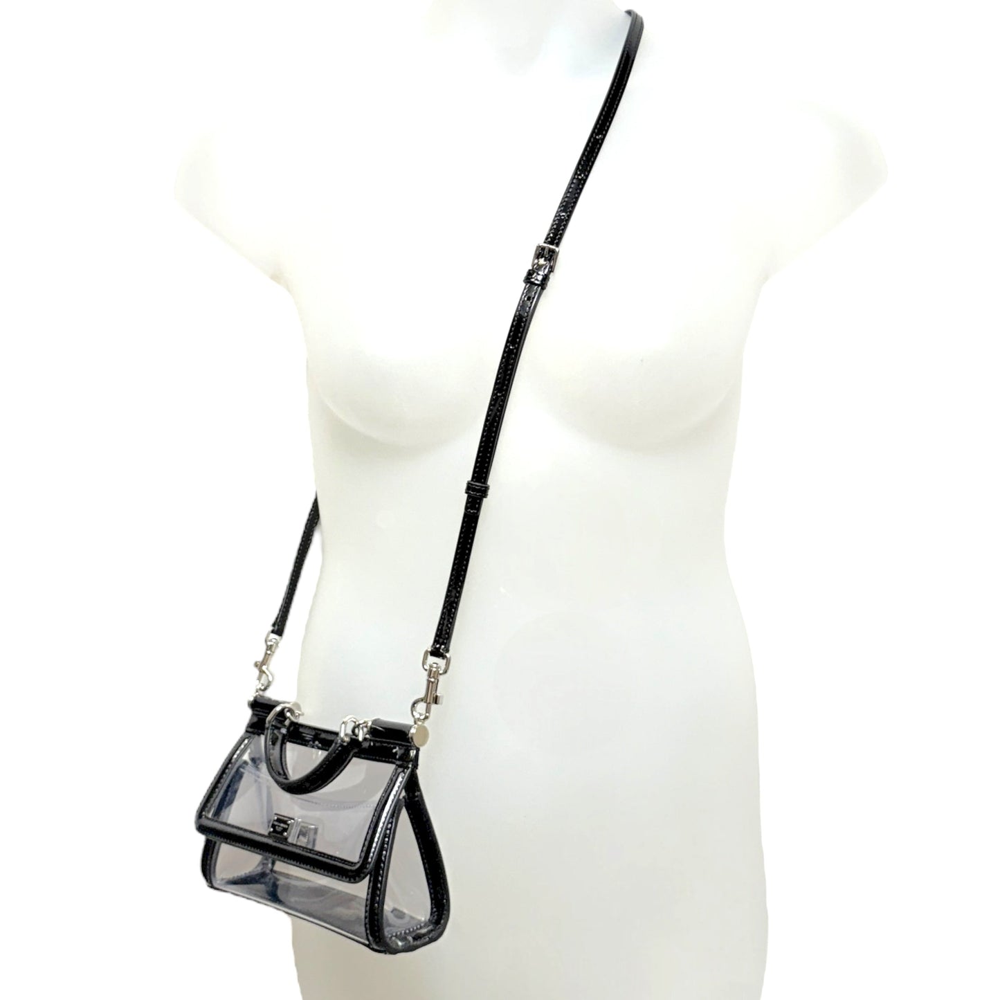 Sicily Small Transparent Top Handle Bag Luxury Designer By Dolce And Gabbana, Size: Small