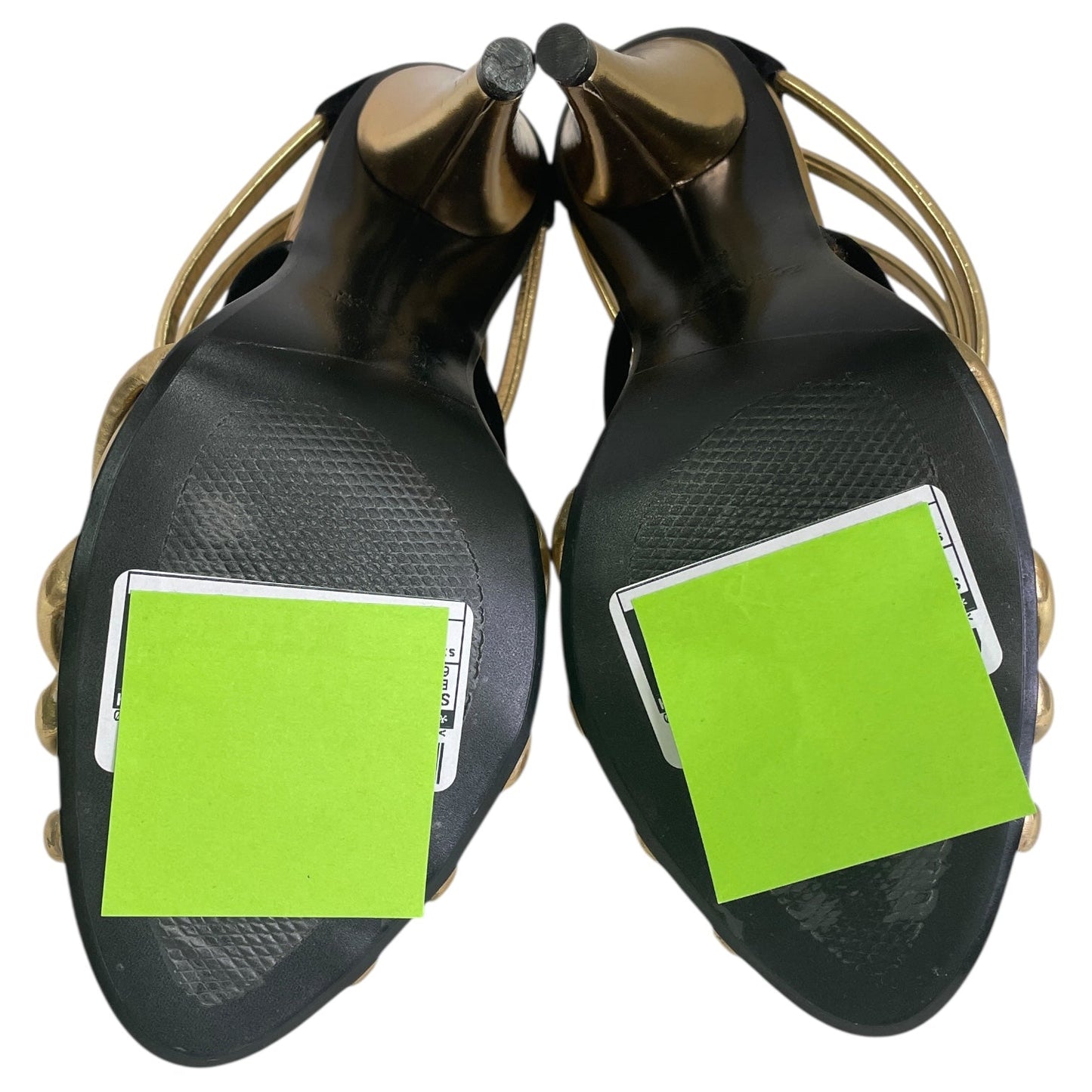 SHOES HEELS STILETTO by ZARA BASIC In BLACK & GOLD, Size: 6