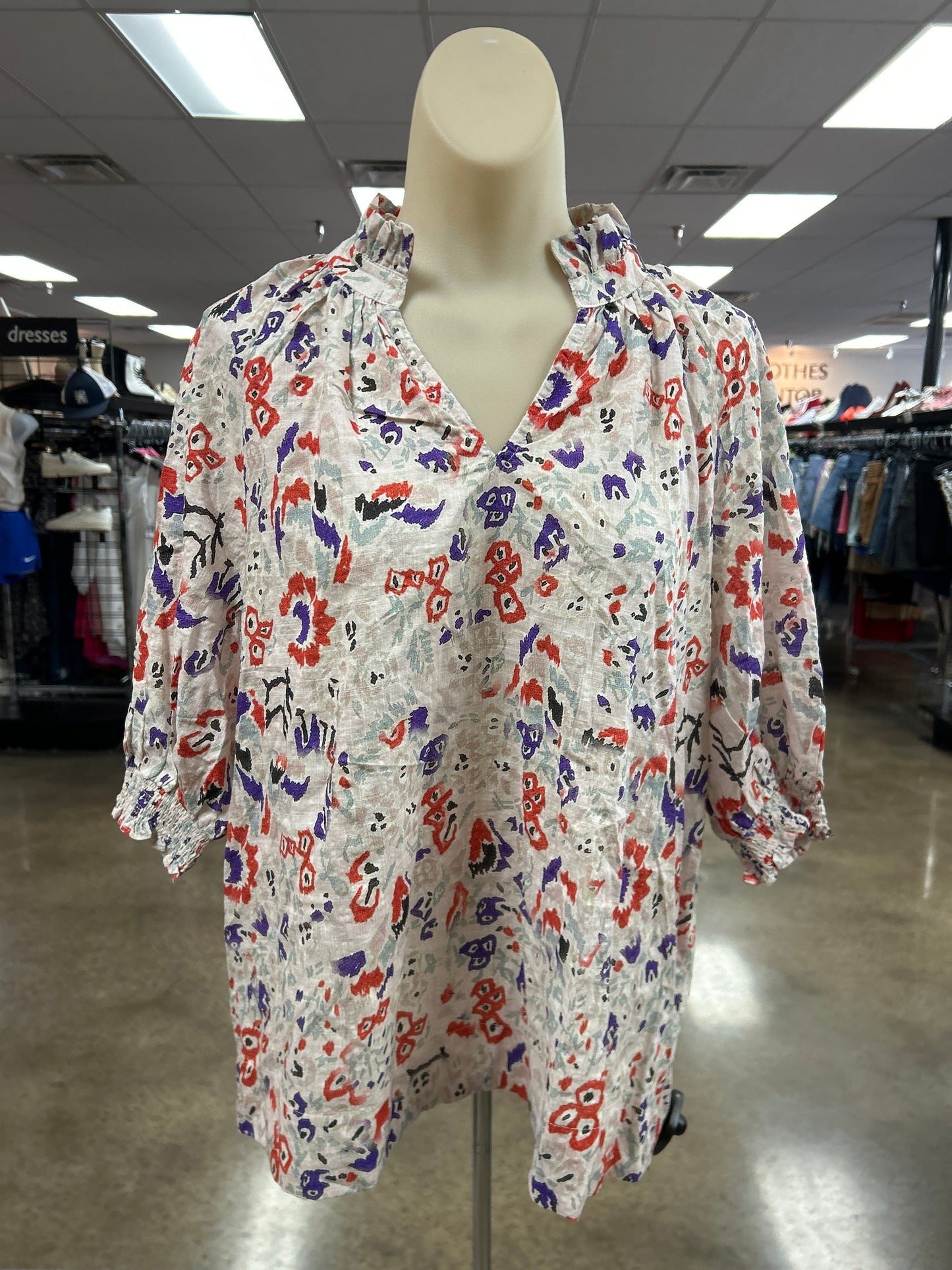 Top Ss By Clothes Mentor In Floral Print, Size:M