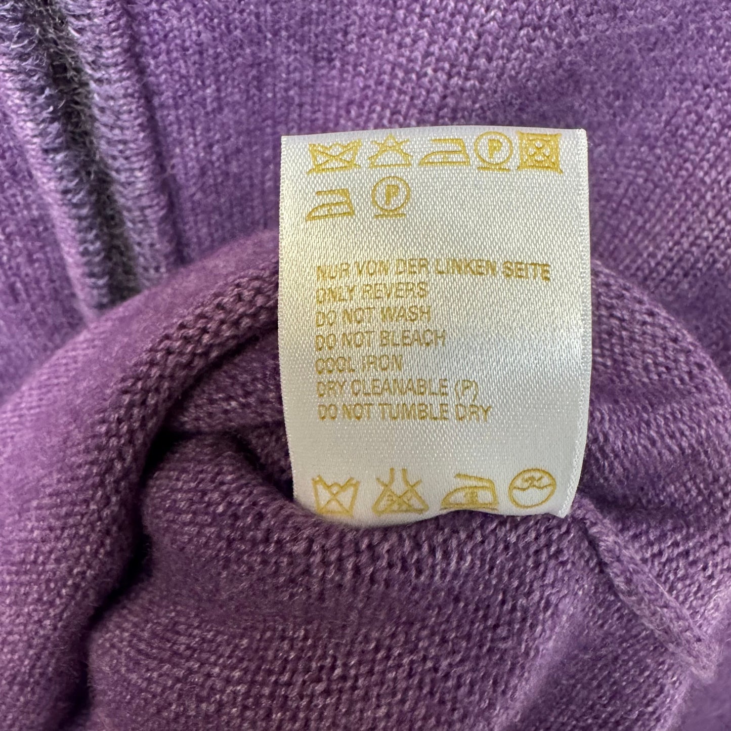Cashmere Blend Zip Front Cardigan Sweater With Snakeskin Embellishment Designer By Escada In Purple, Size: L (42 EU)