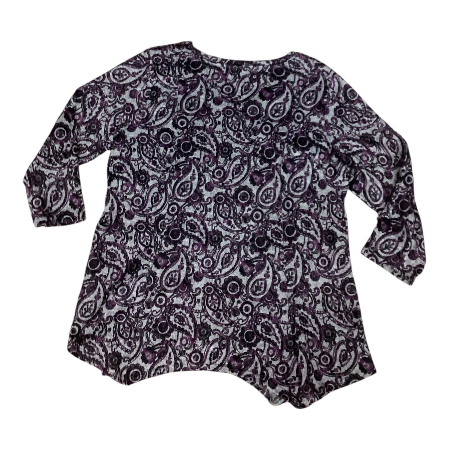 Top 3/4 Sleeve By Croft And Barrow In Grey & Purple, Size:L