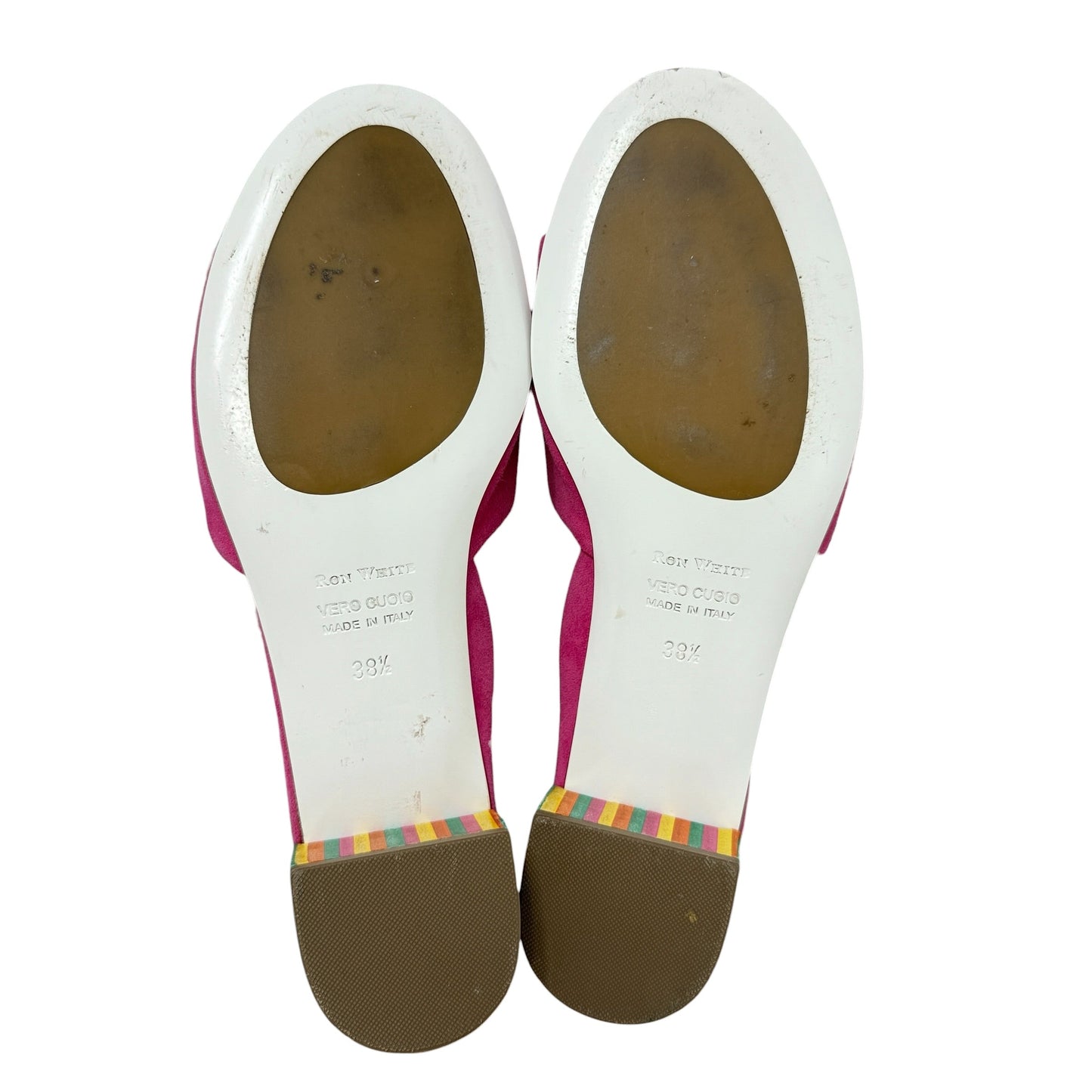 Suede Striped Block Heel Mule Sandals By Ron White In Pink, Size: 8.5