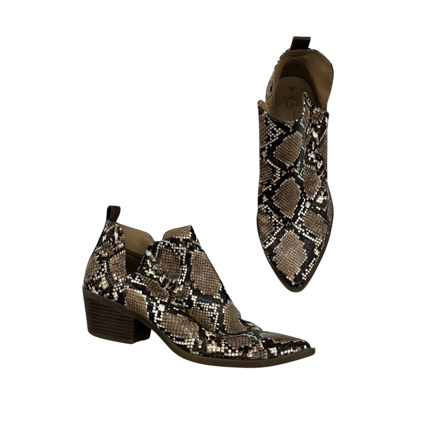 Boots Ankle Heels By Time And Tru In Animal Print, Size:8.5