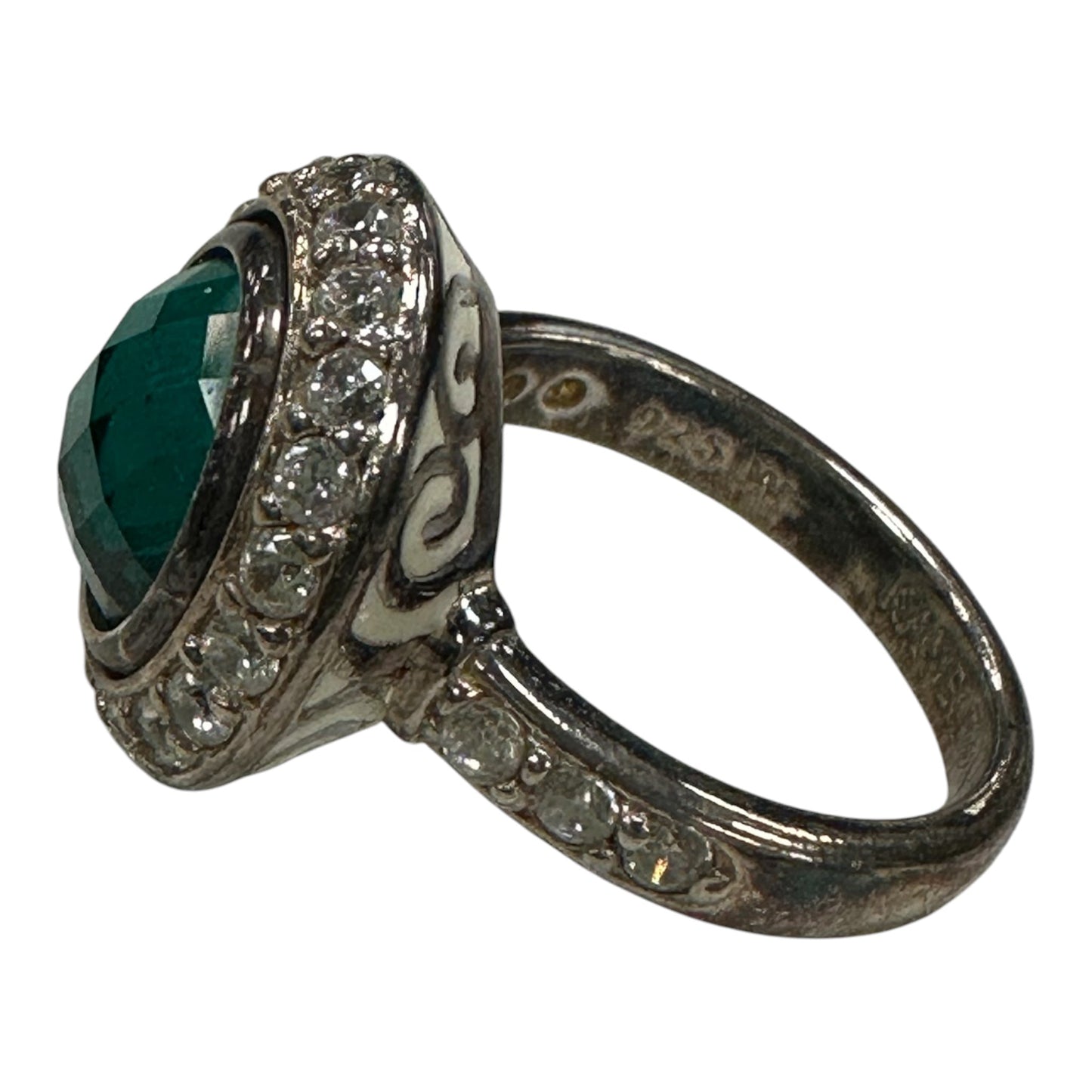 Ring Sterling Silver By Cmb In Green & Silver