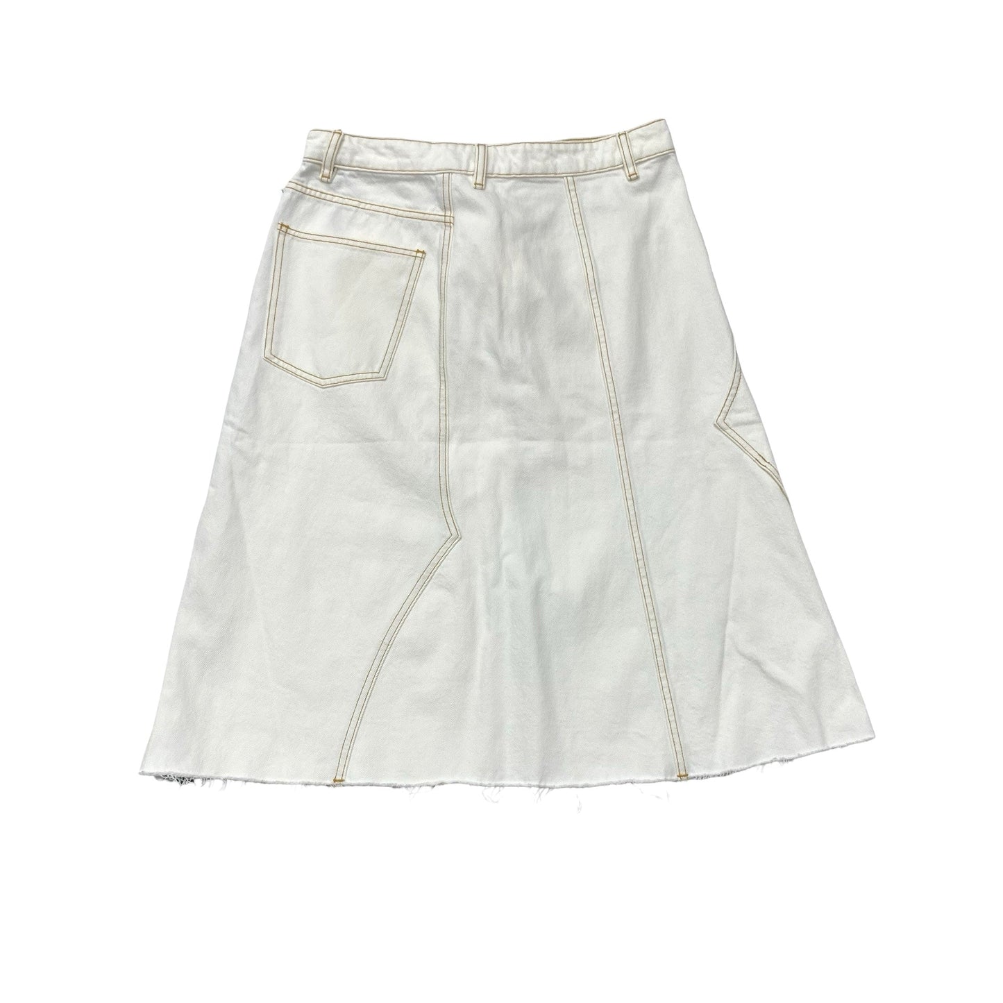 Skirt Designer By Tory Burch In White Denim, Size:10