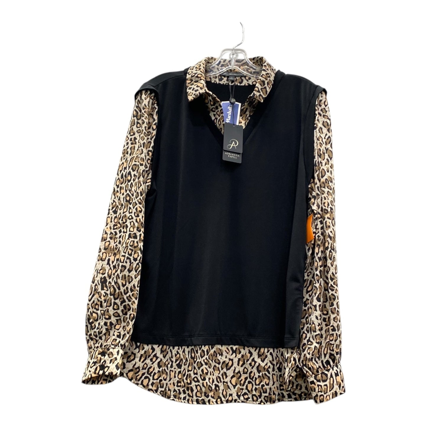 Top Ls By Adrianna Papell In Black & Brown, Size:L