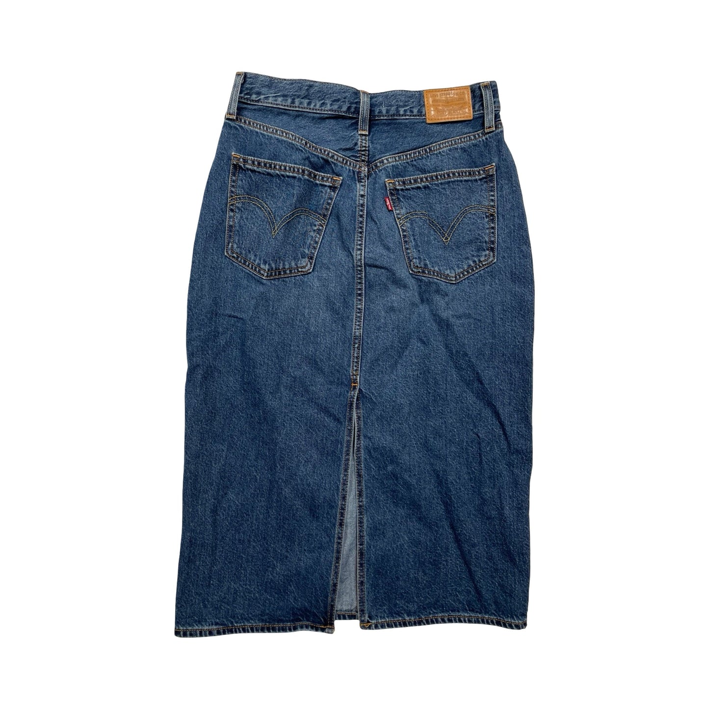 Skirt Midi By Levis In Blue Denim, Size:6