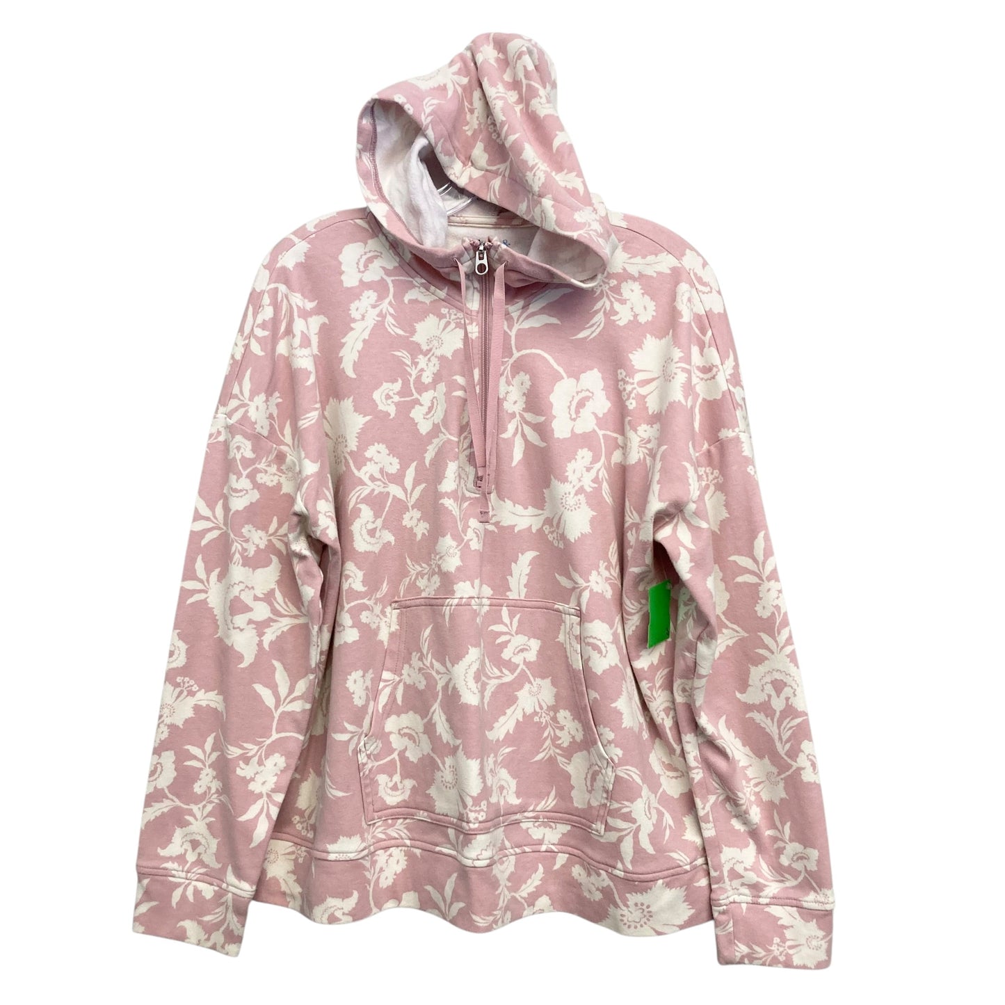 Sweatshirt Hoodie By Croft And Barrow In Pink & White, Size:Xl