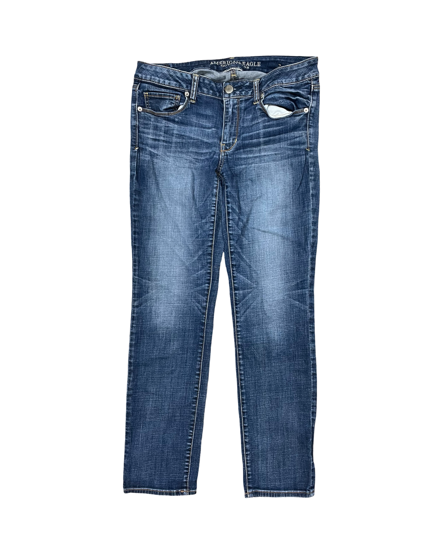 Jeans Skinny By American Eagle In Blue Denim, Size:12