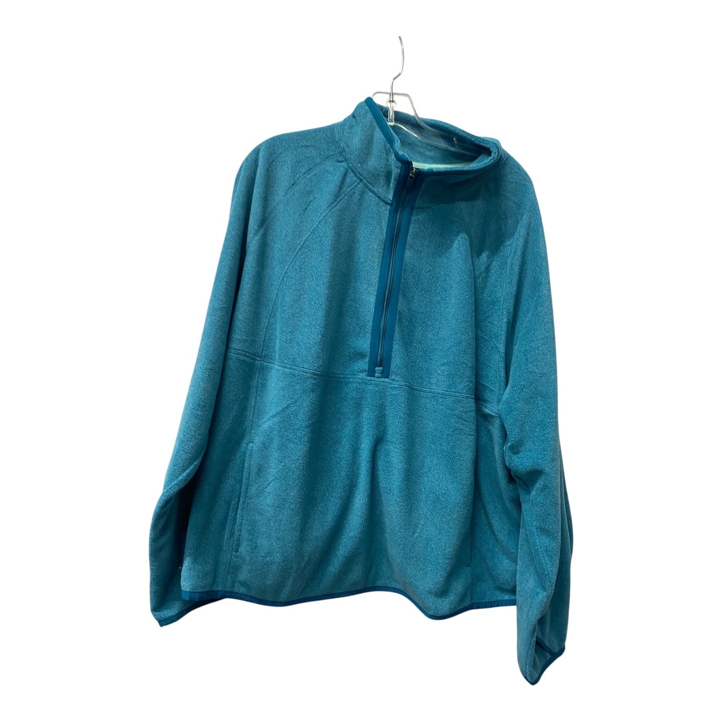 Athletic Top Ls Collar By Tek Gear In Aqua, Size:3X