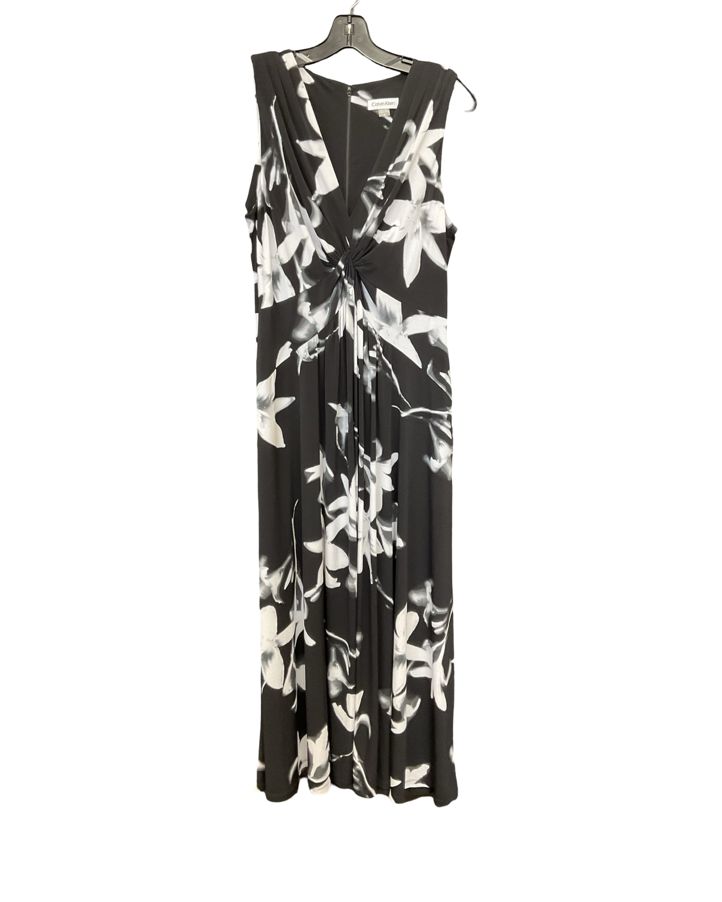 Dress Casual Maxi By Calvin Klein In Black & White, Size:12