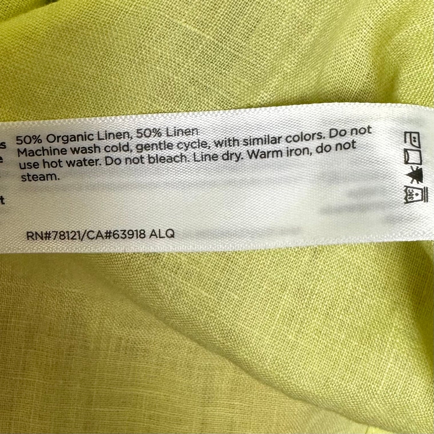 Linen-Cotton Top Short Sleeve By Eileen Fisher In Chartreuse, Size: S