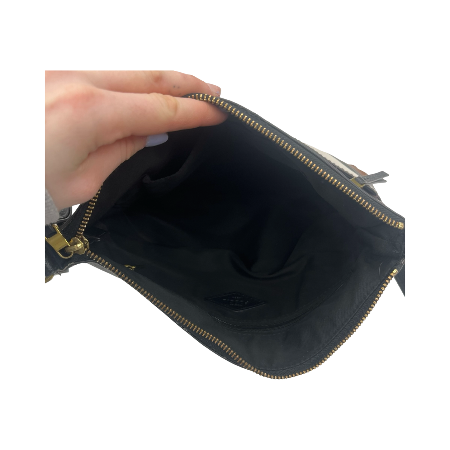 Crossbody Leather By Fossil In Brown & Tan, Size:Medium