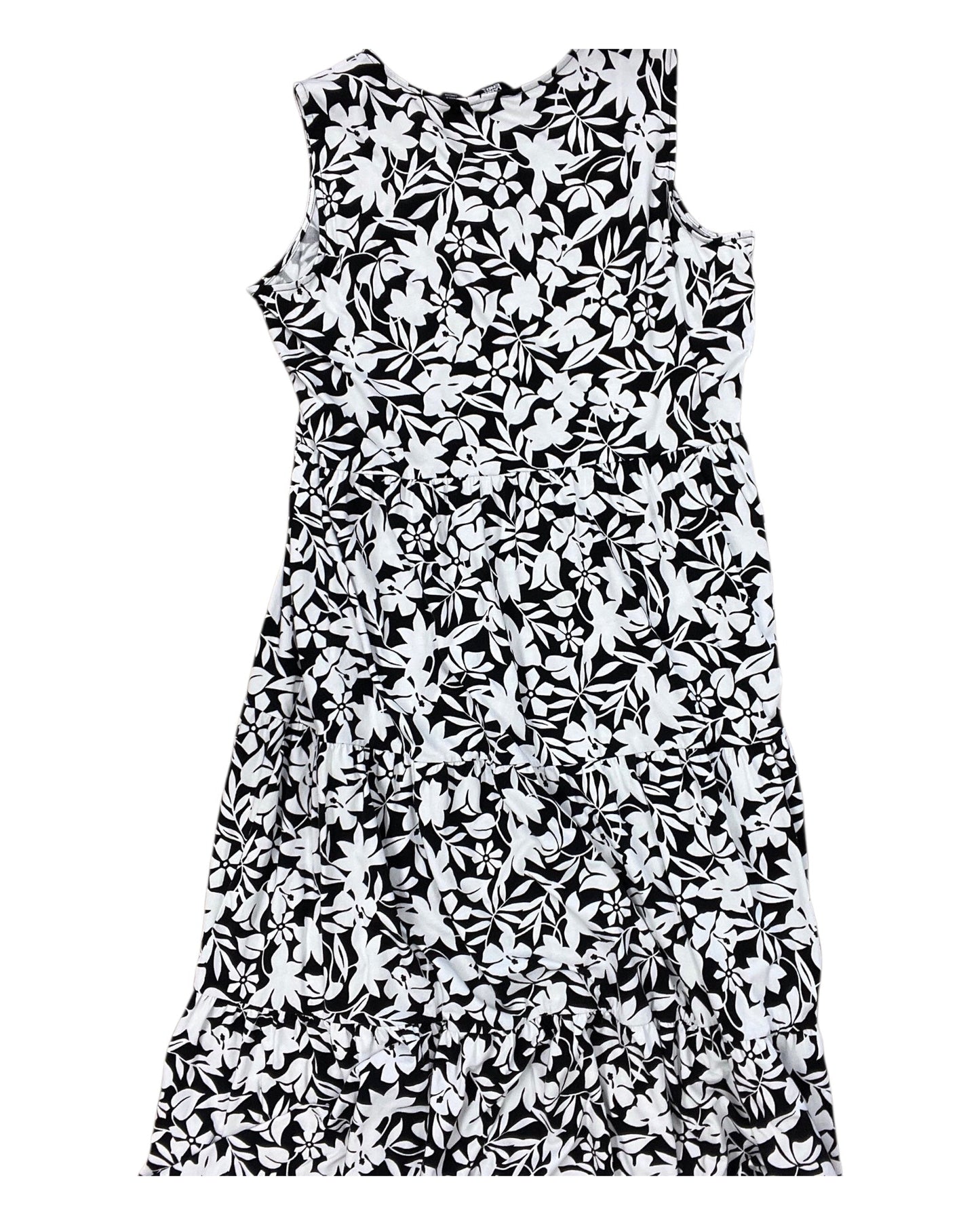 Dress Casual Maxi By Lands End In Black & White, Size:Xl