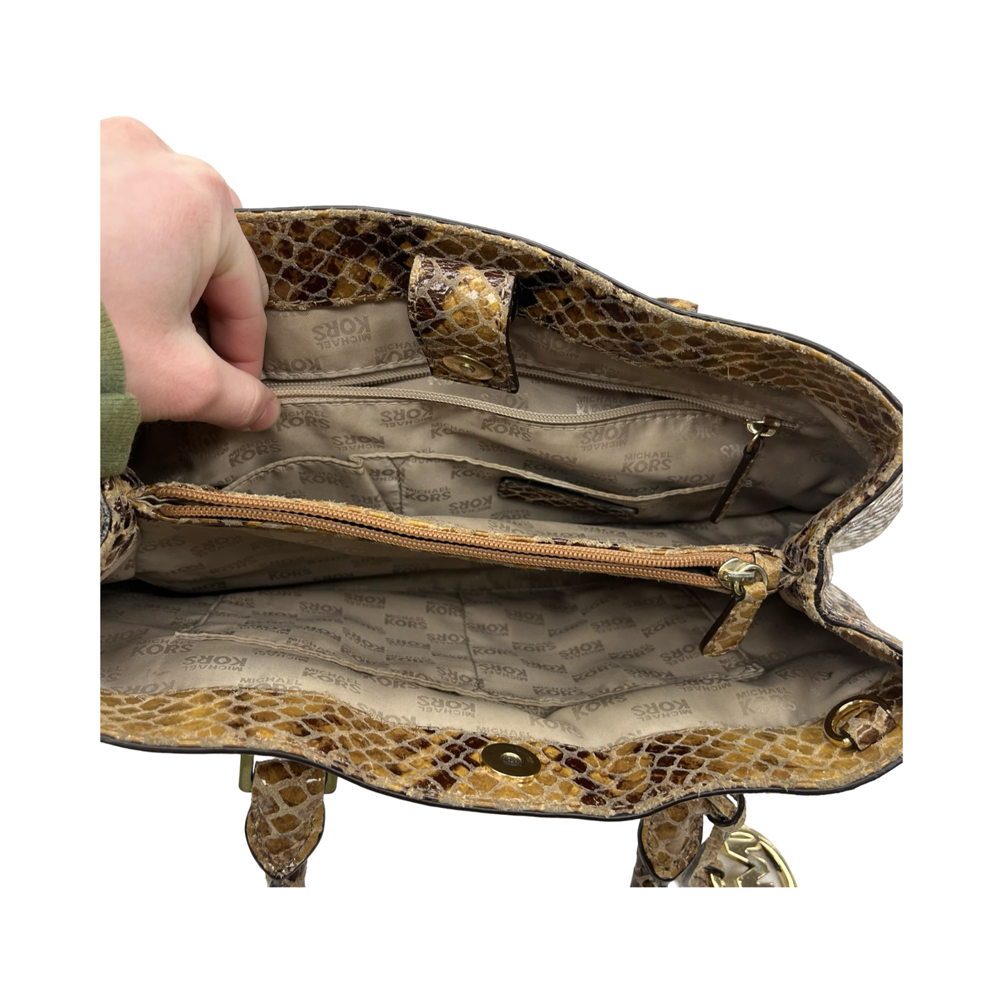 Handbag Designer By Michael Kors In Brown, Size:Medium