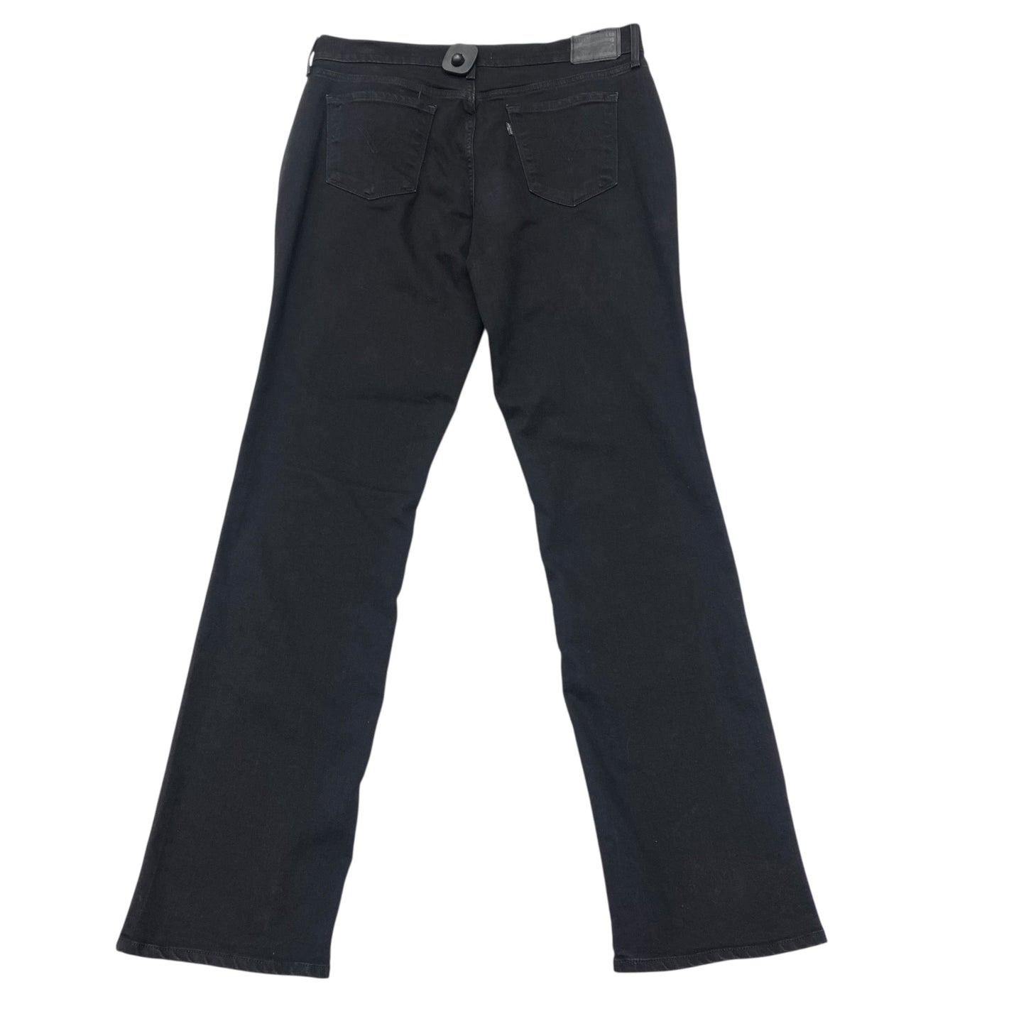 Jeans Straight By Levis In Black Denim, Size:12