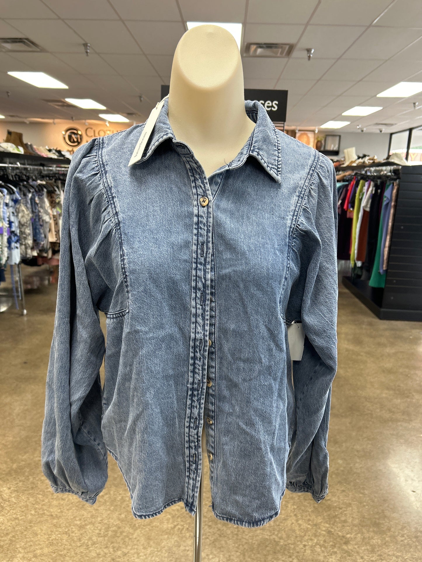 Top Ls By Heartloom In Blue Denim, Size:Xs