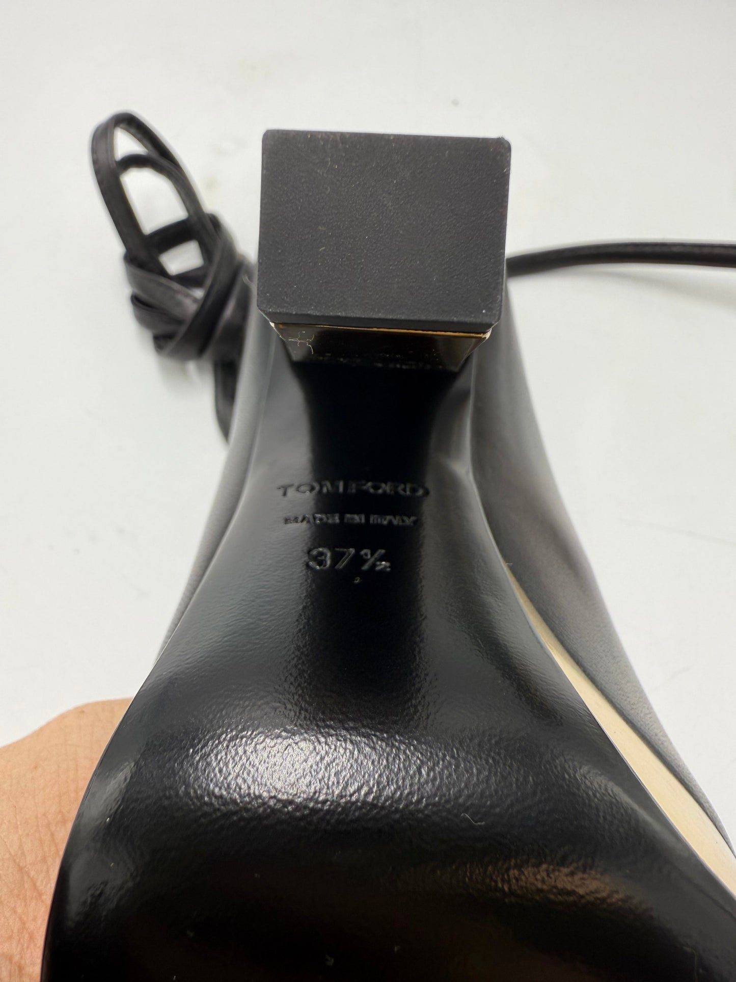 Tom Ford Lux Nappa Tie Luxury Designer Heels, Size: 7.5