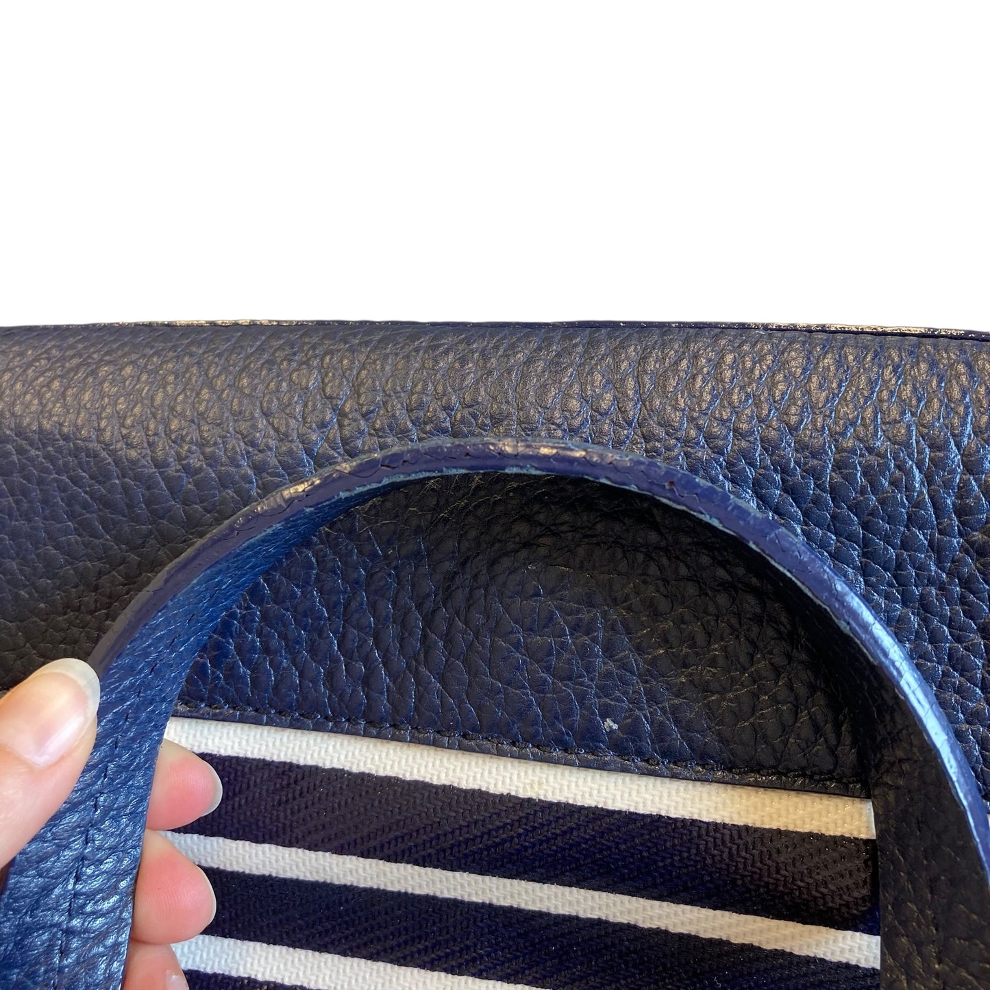 Handbag Designer By Kate Spade In Blue & White, Size:Medium