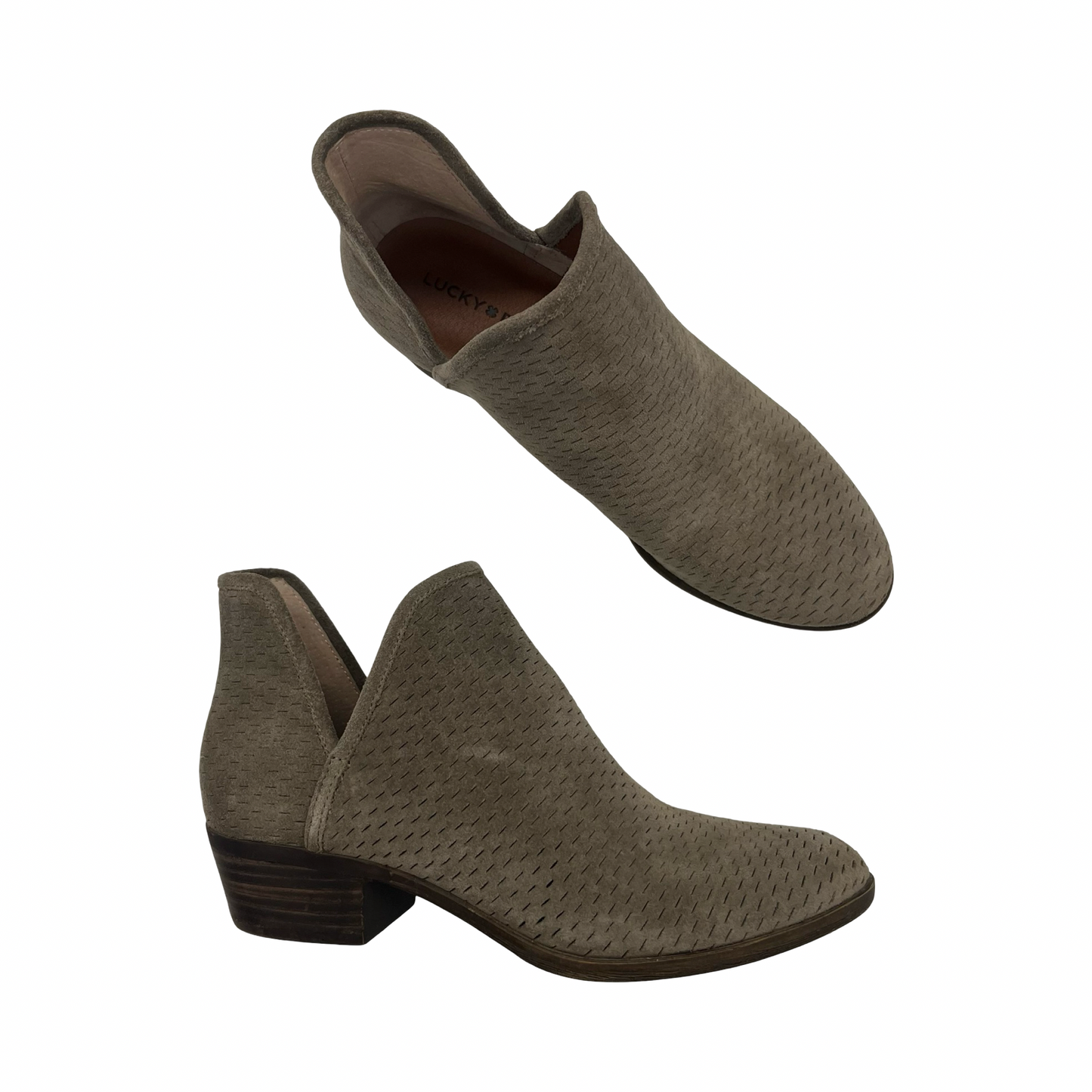 Boots Ankle Heels By Lucky Brand In Taupe, Size:8.5