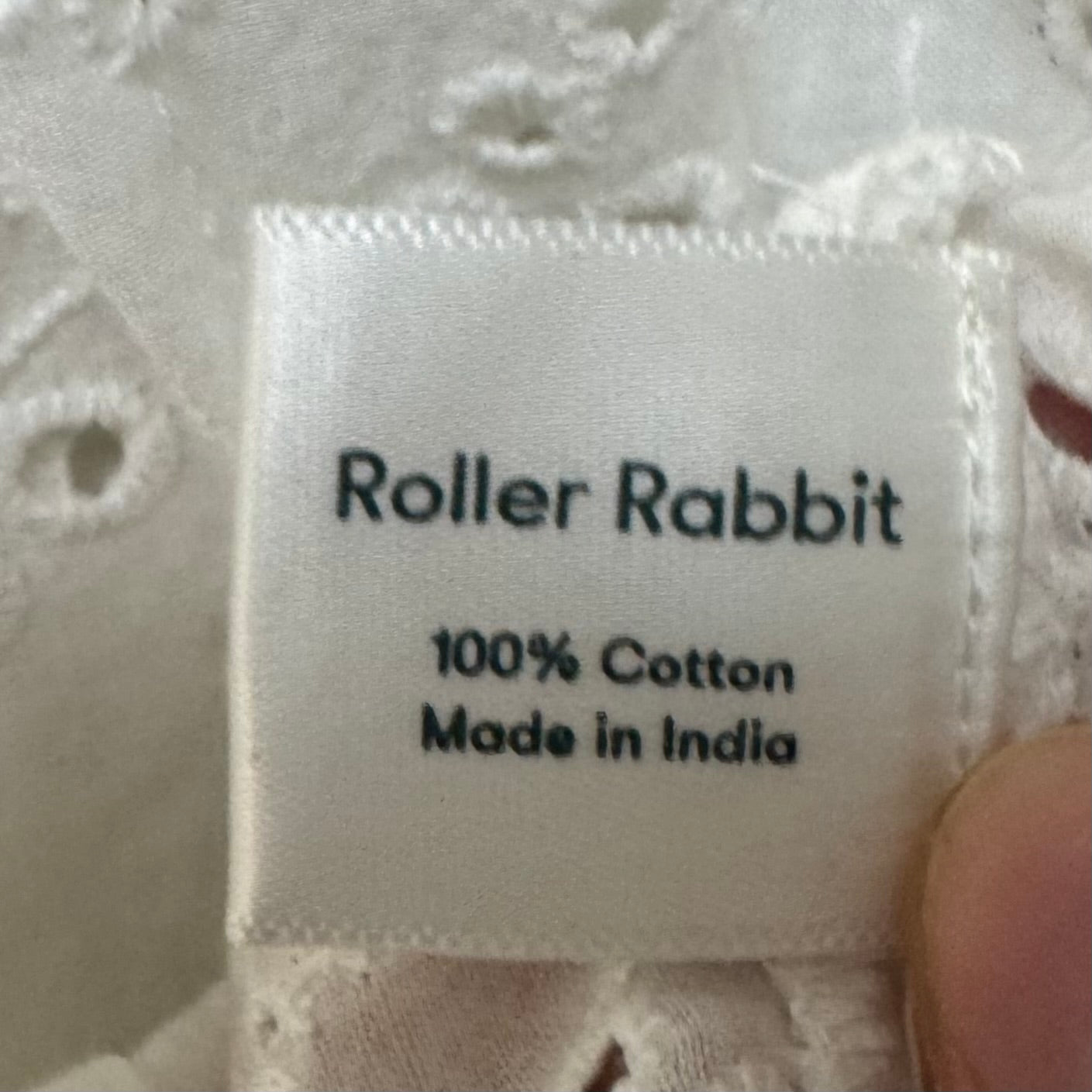 Cotton Eyelet Top Long Sleeve By Roller Rabbit In White, Size: S