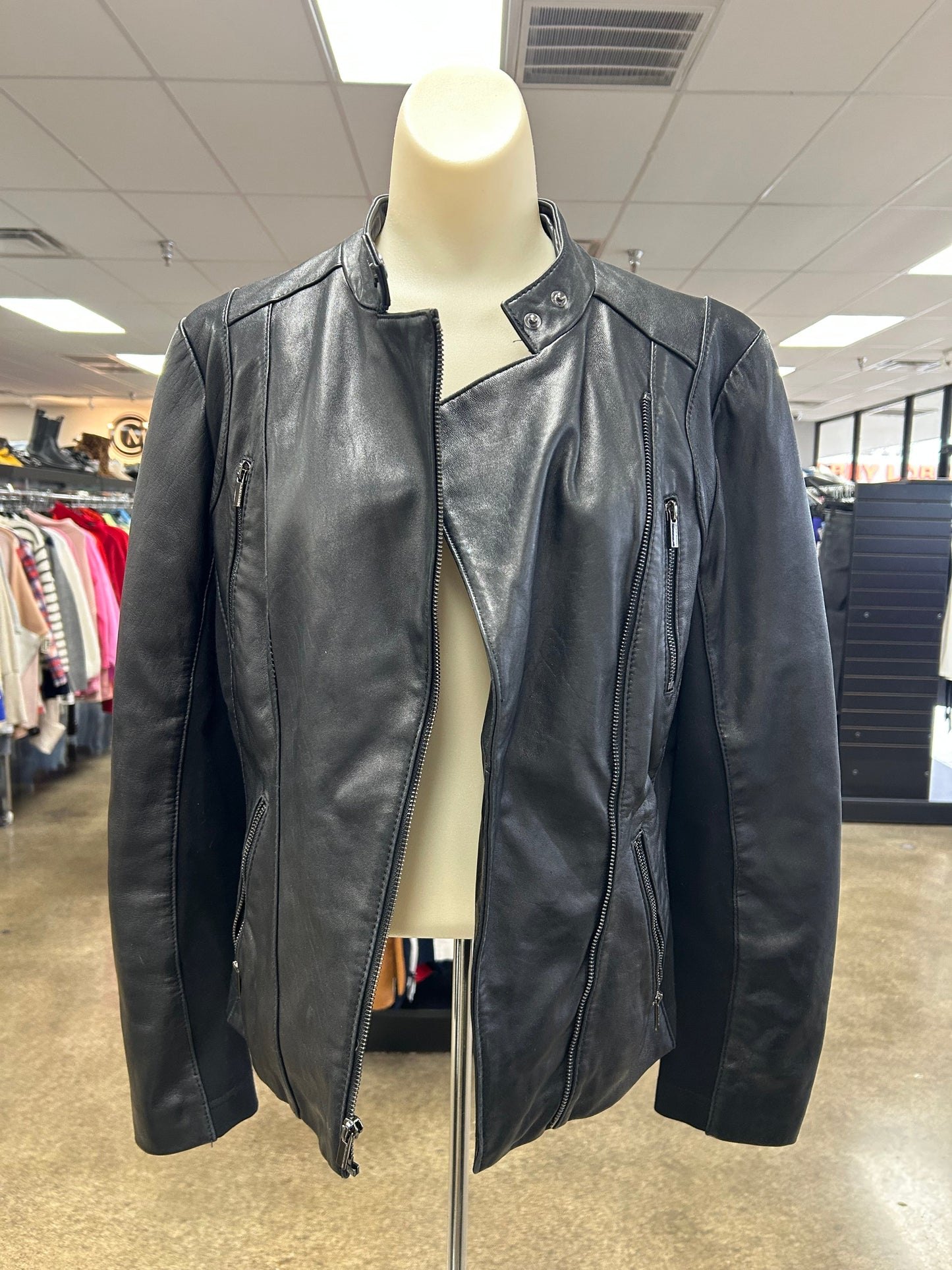 Jacket Leather By Wilsons Leather In Black, Size:M