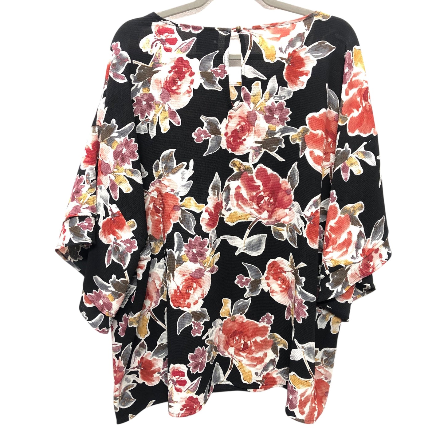 Blouse Ss By Bobeau In Black & Red, Size:2X