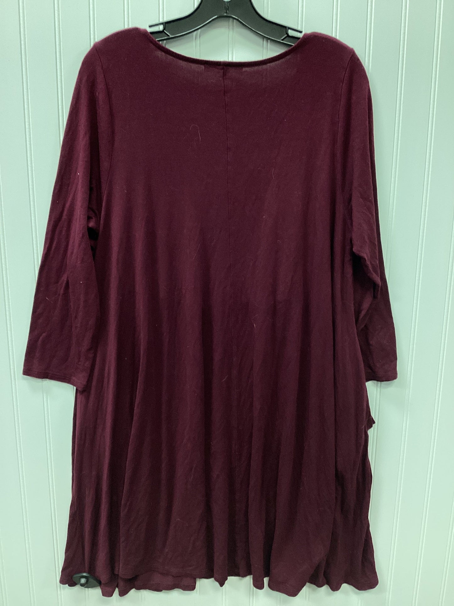 Tunic Ls By Emerald In Maroon, Size:1X