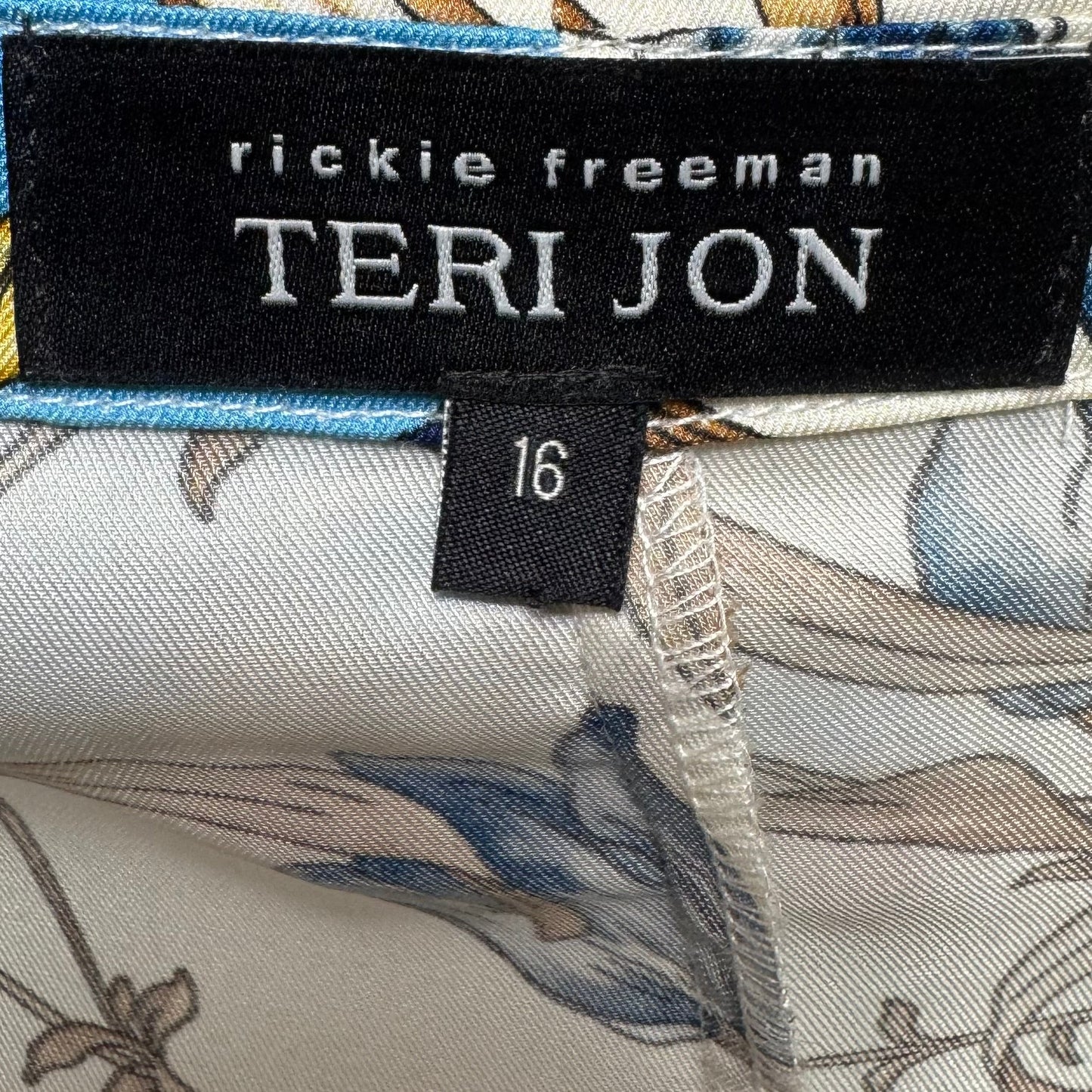 Dress Casual Midi By Rickie Freeman & Teri Jon In Blue & Cream, Size: 16