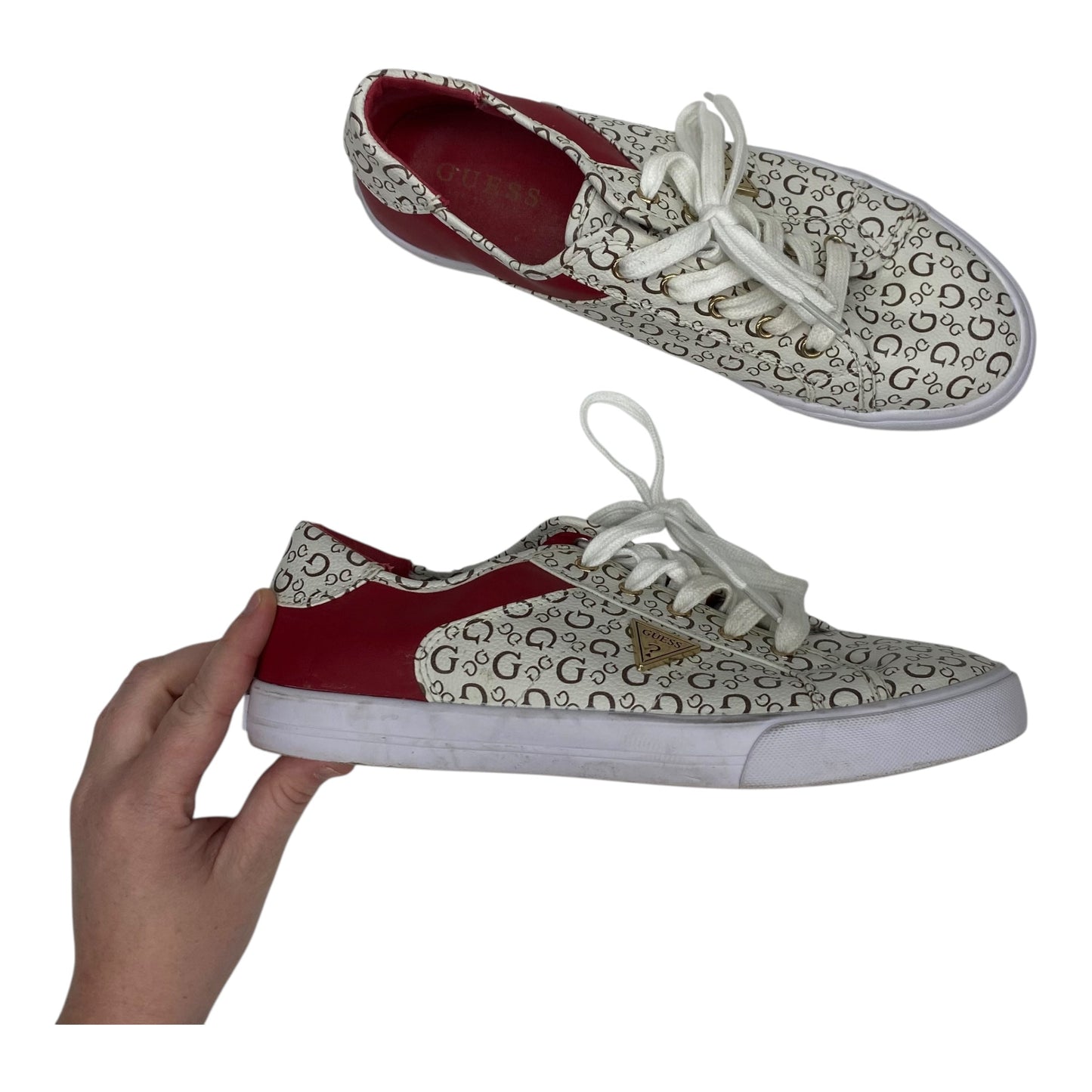 Shoes Sneakers By Guess In Cream & Red, Size:8.5