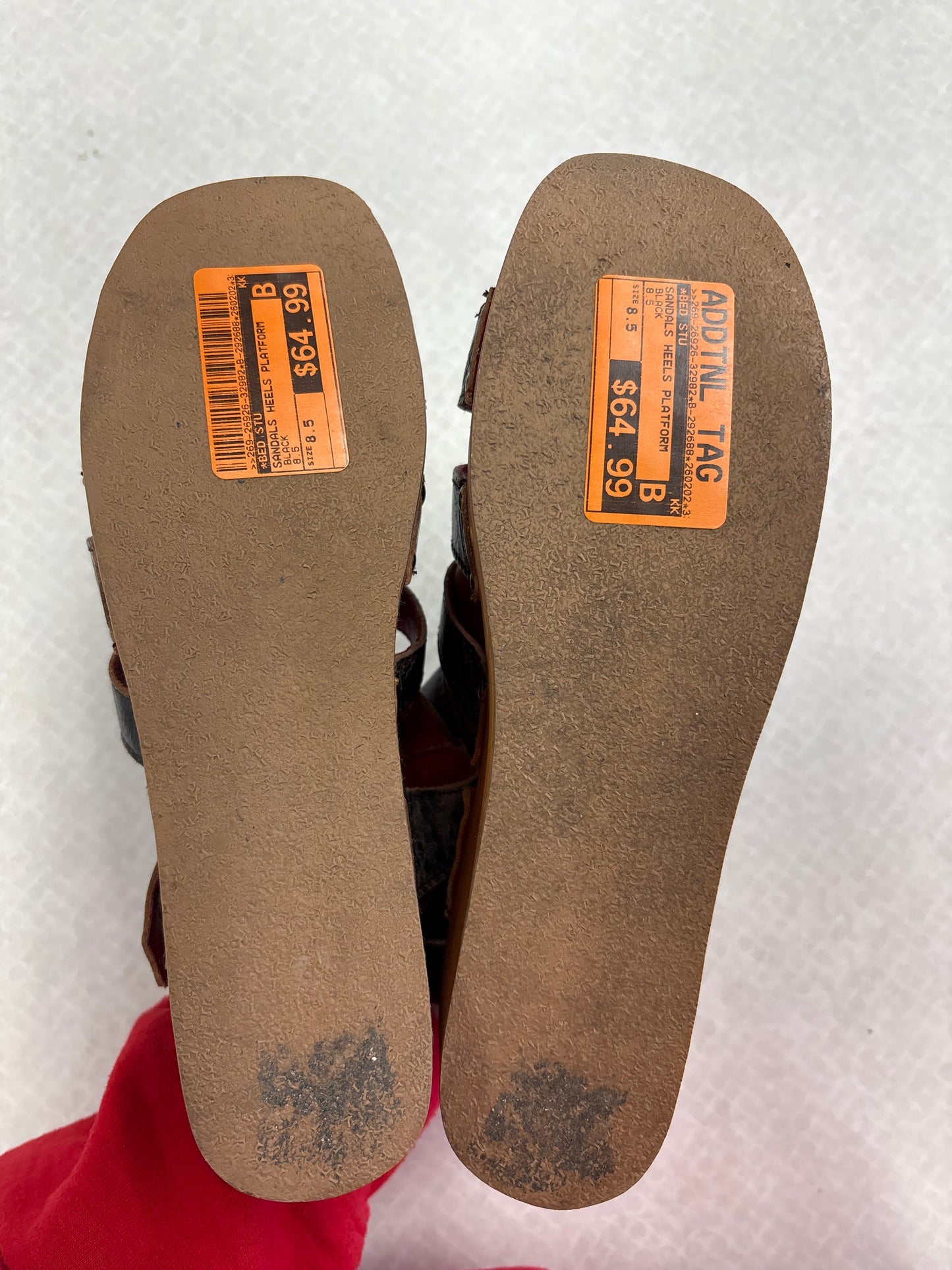 Sandals Heels Platform By Bed Stu In Black, Size:8.5