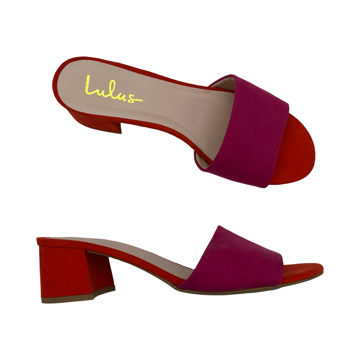 Sandals Heels Block By Lulus In Orange & Pink, Size:8.5