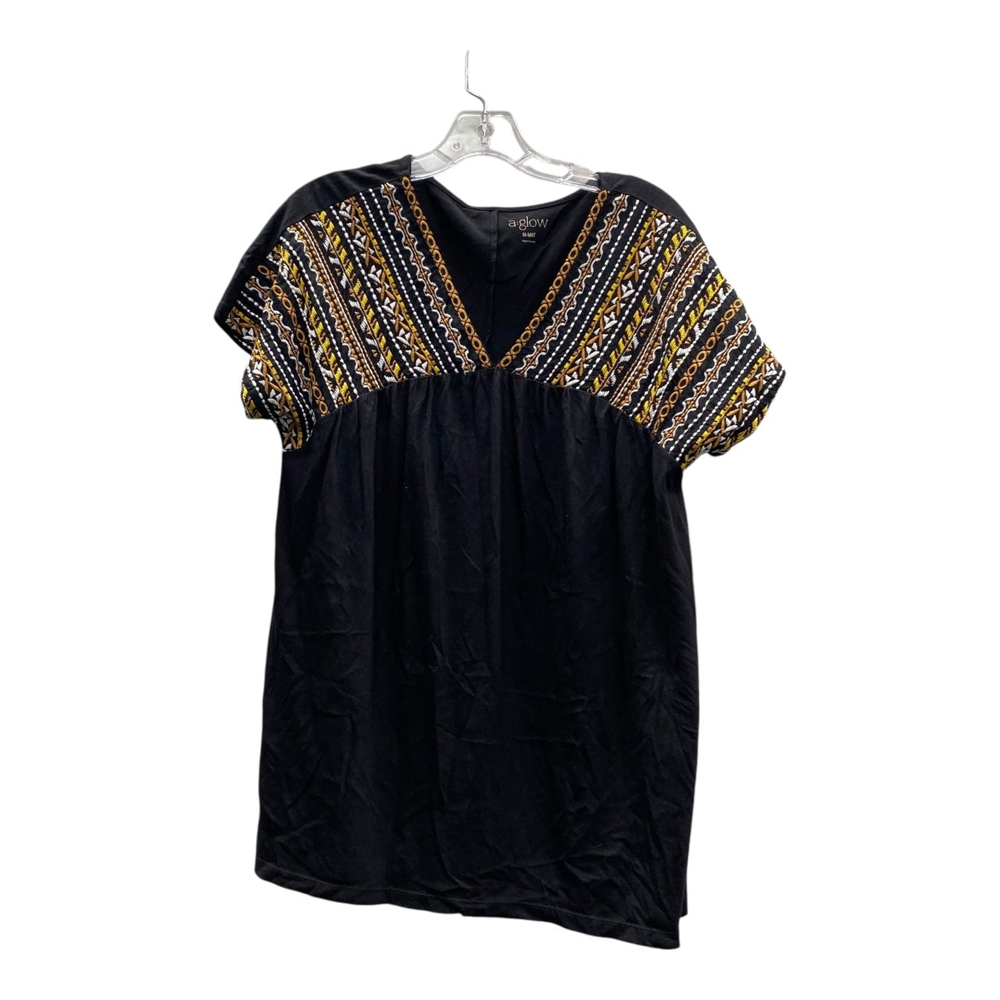 MAT TOP SS by A GLOW In BLACK & ORANGE, Size: M