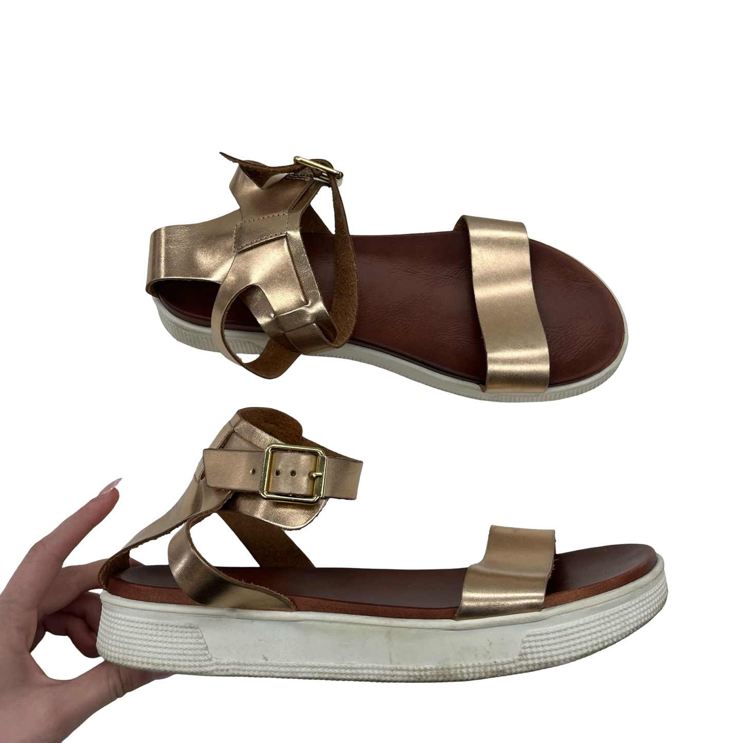 Sandals Heels Platform By Mia In Rose Gold, Size:10