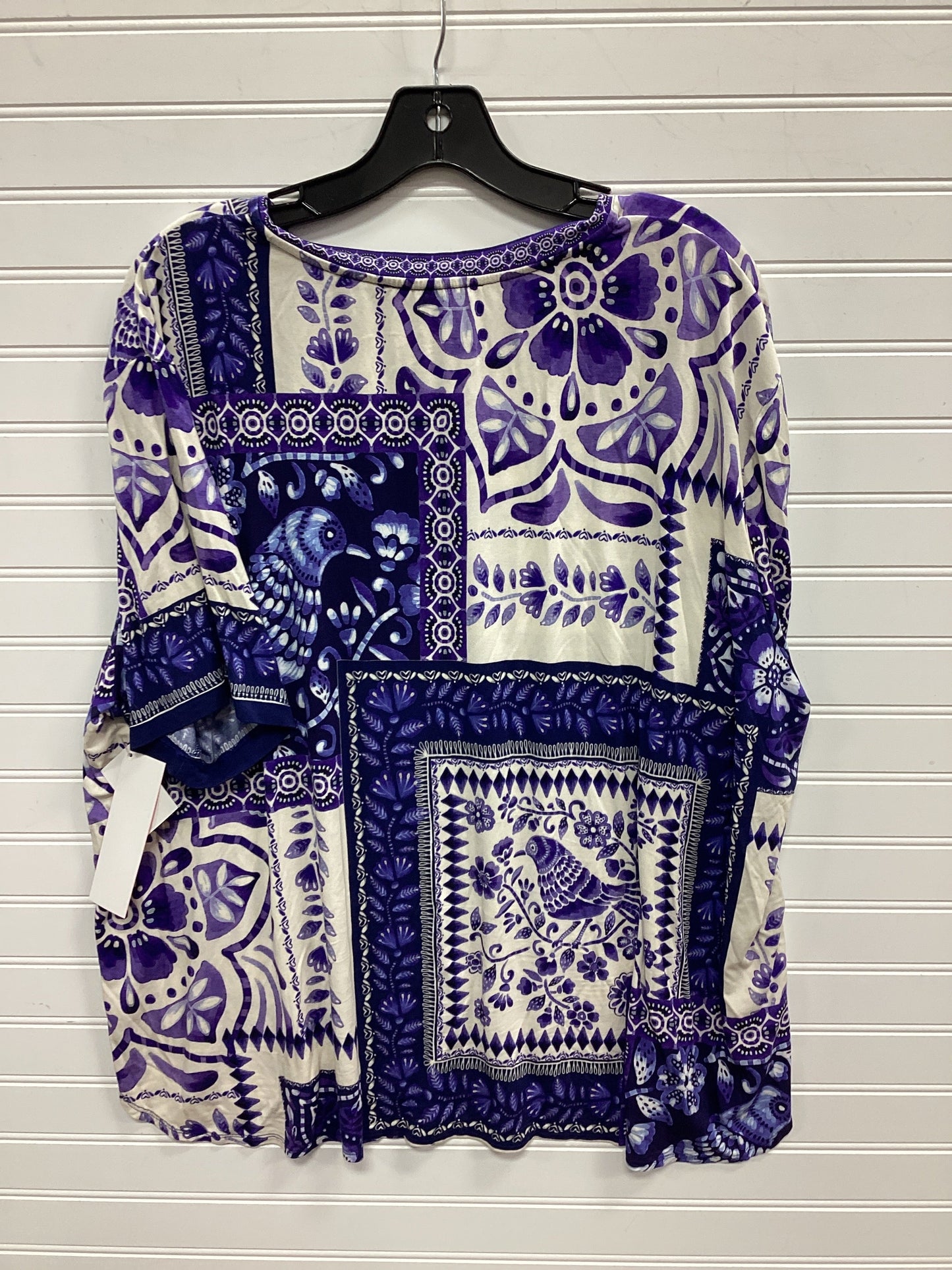 Top Ss By Johnny Was In Purple & White, Size:2X