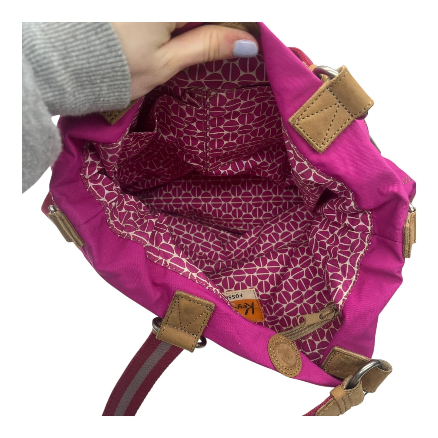 Handbag By Fossil In Pink, Size:Large